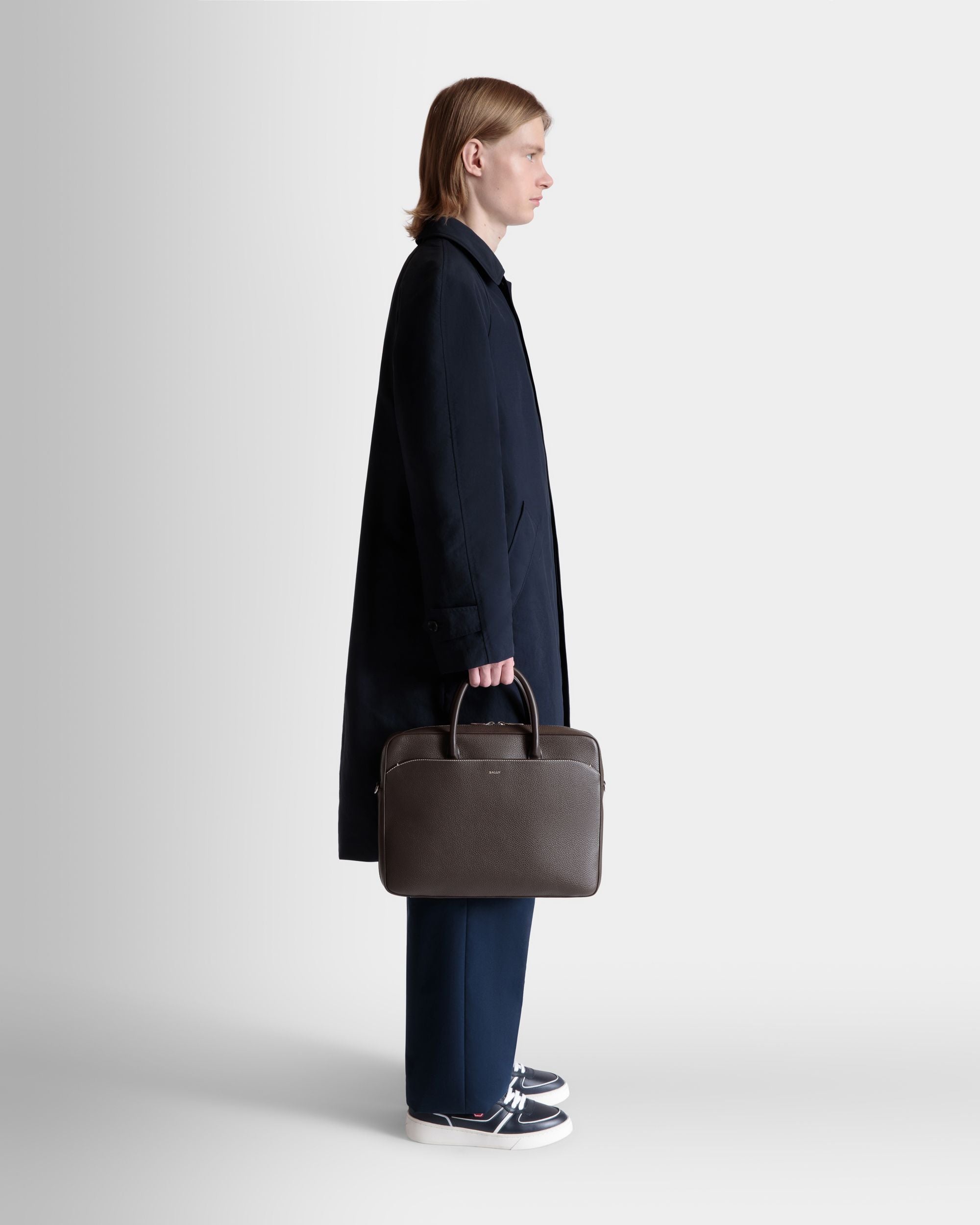 Oeden Briefcase in Ebano Leather - Men's - Bally - 02