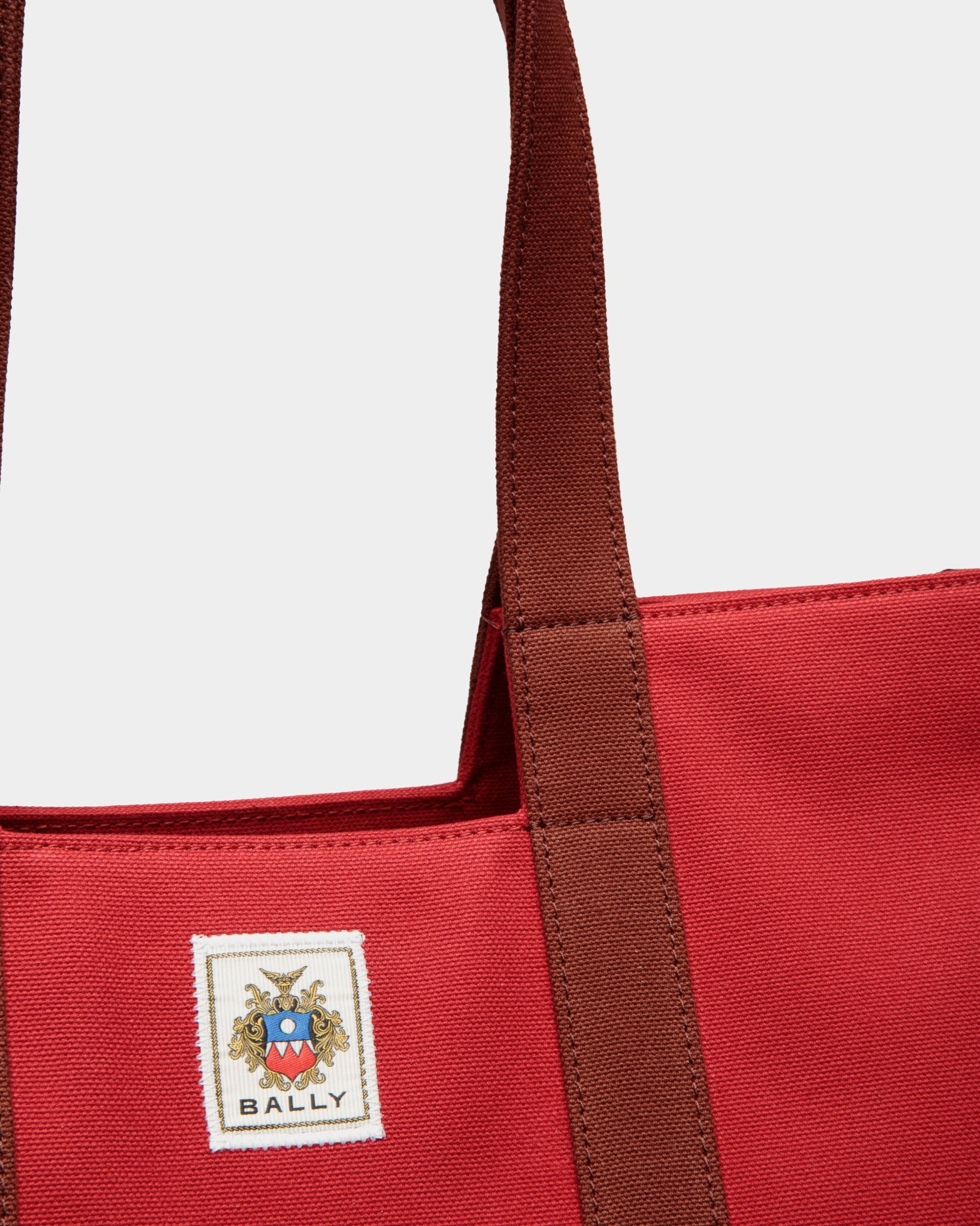 Easy Bally Tote In Candy Red Cotton Canvas - Men's - Bally - 05