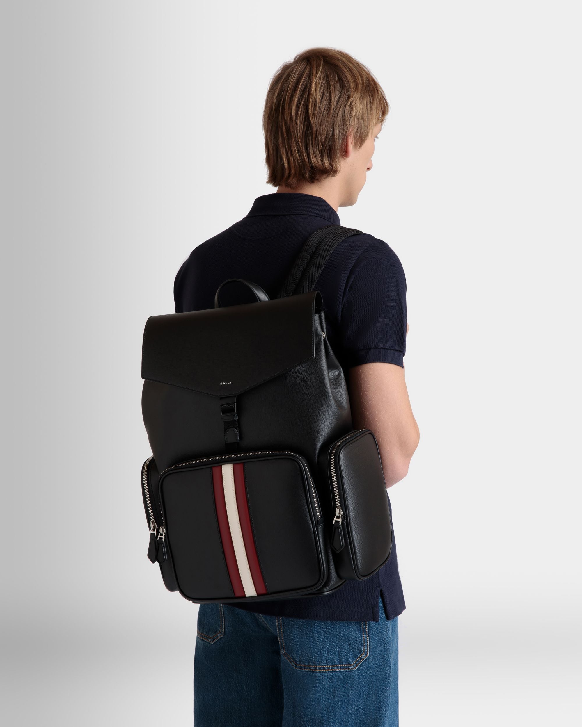 Mythos Backpack in Black Recycled Leather - Men's - Bally - 02