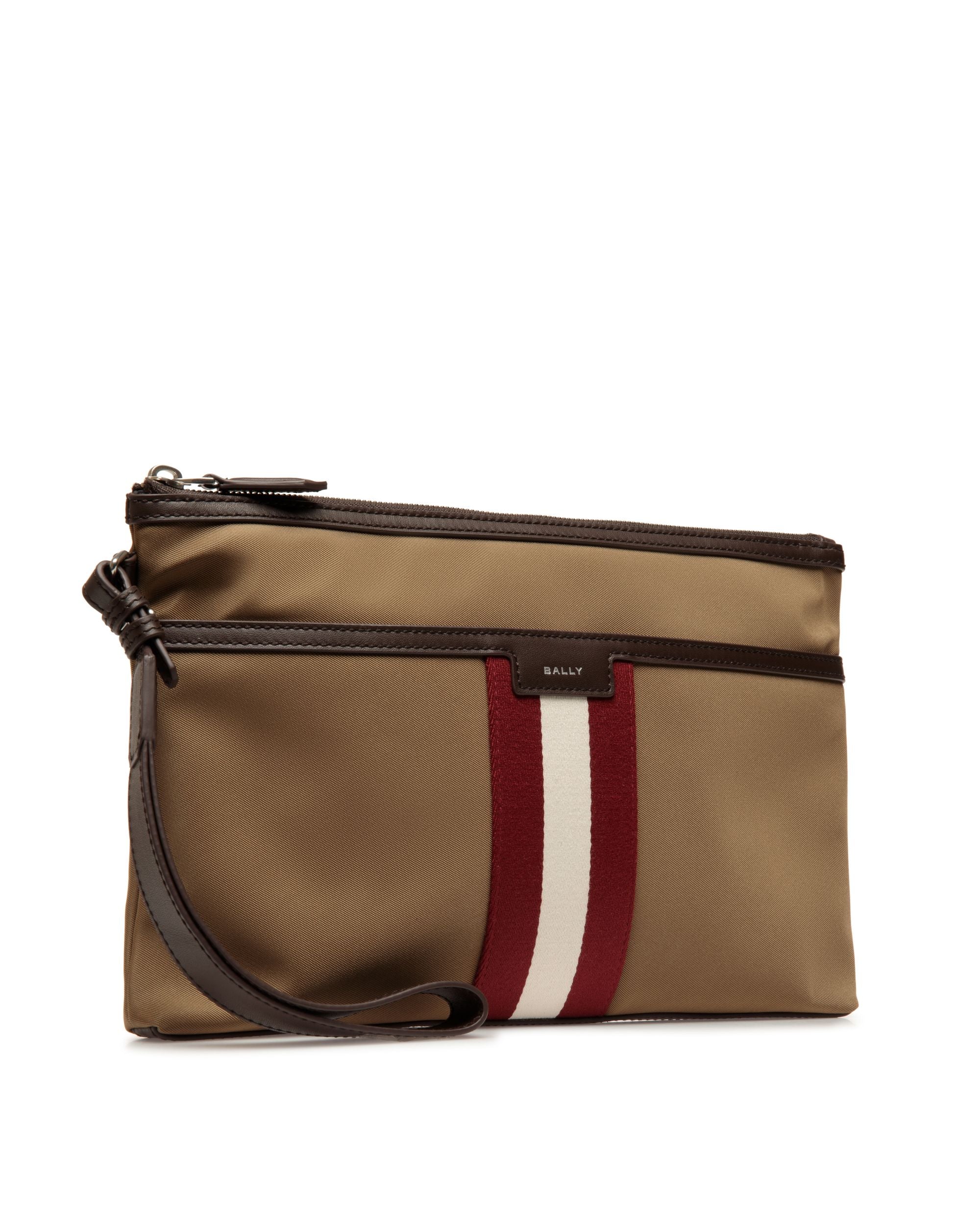 Code Pouch in Camel Nylon - Men's - Bally - 04