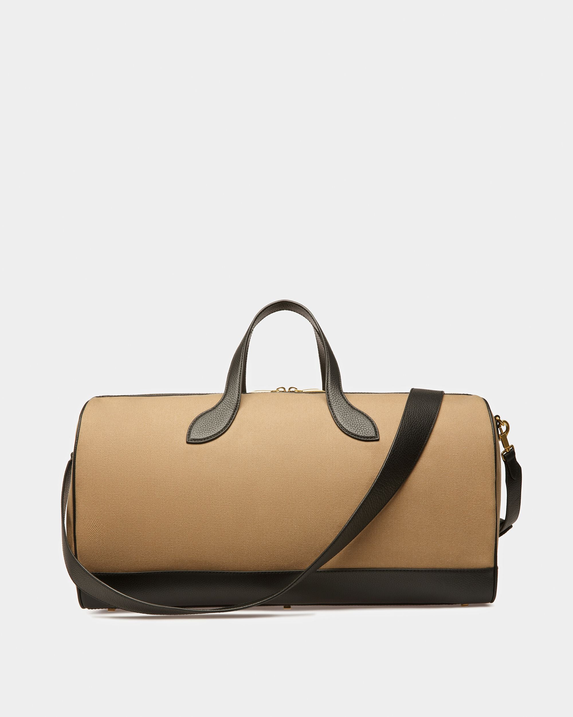 Bar Weekender In Sand And Black Fabric And Leather - Men's - Bally - 03