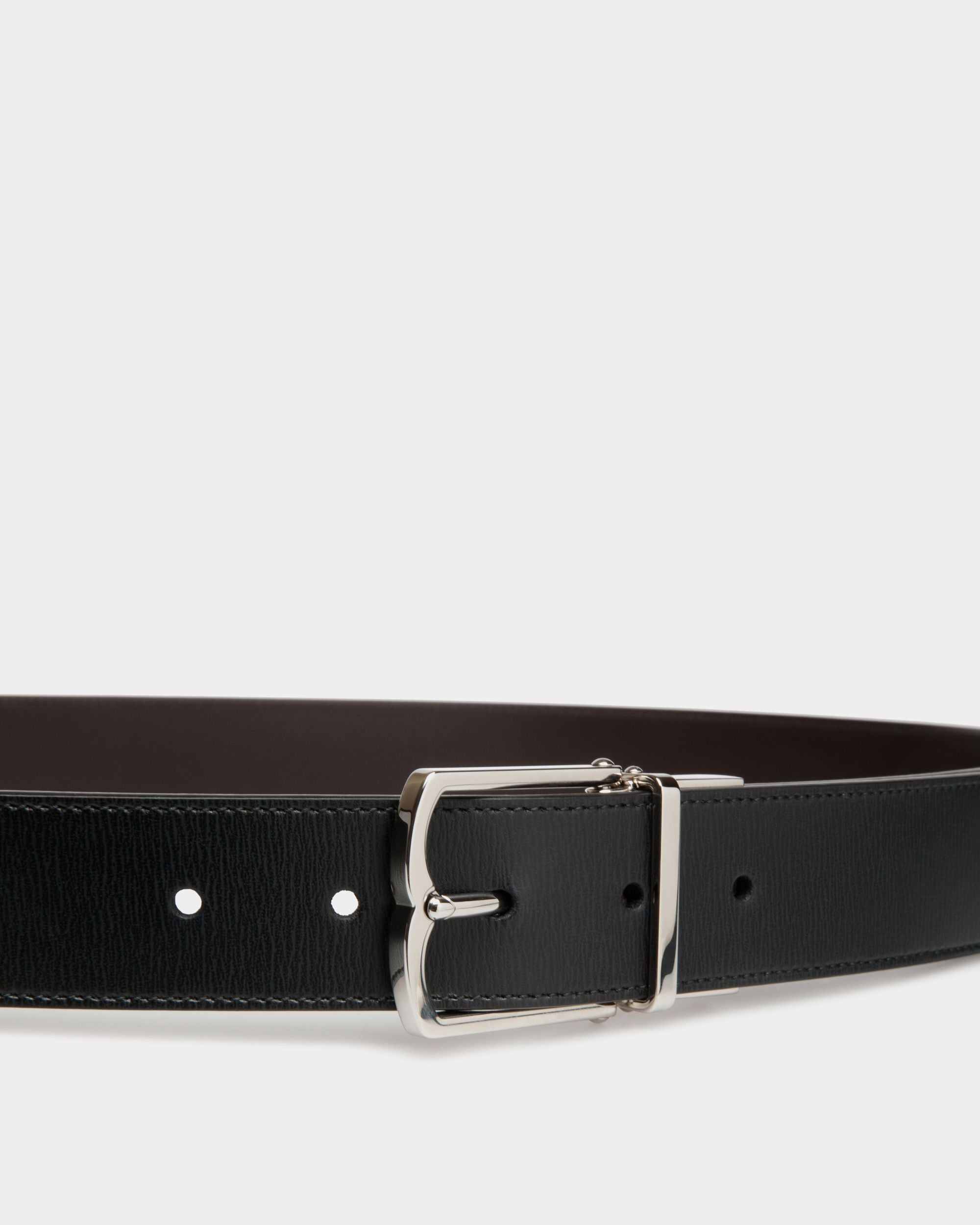 Country 35mm Reversible And Adjustable Belt In Black And Ebano Leather - Hombre - Bally - 03