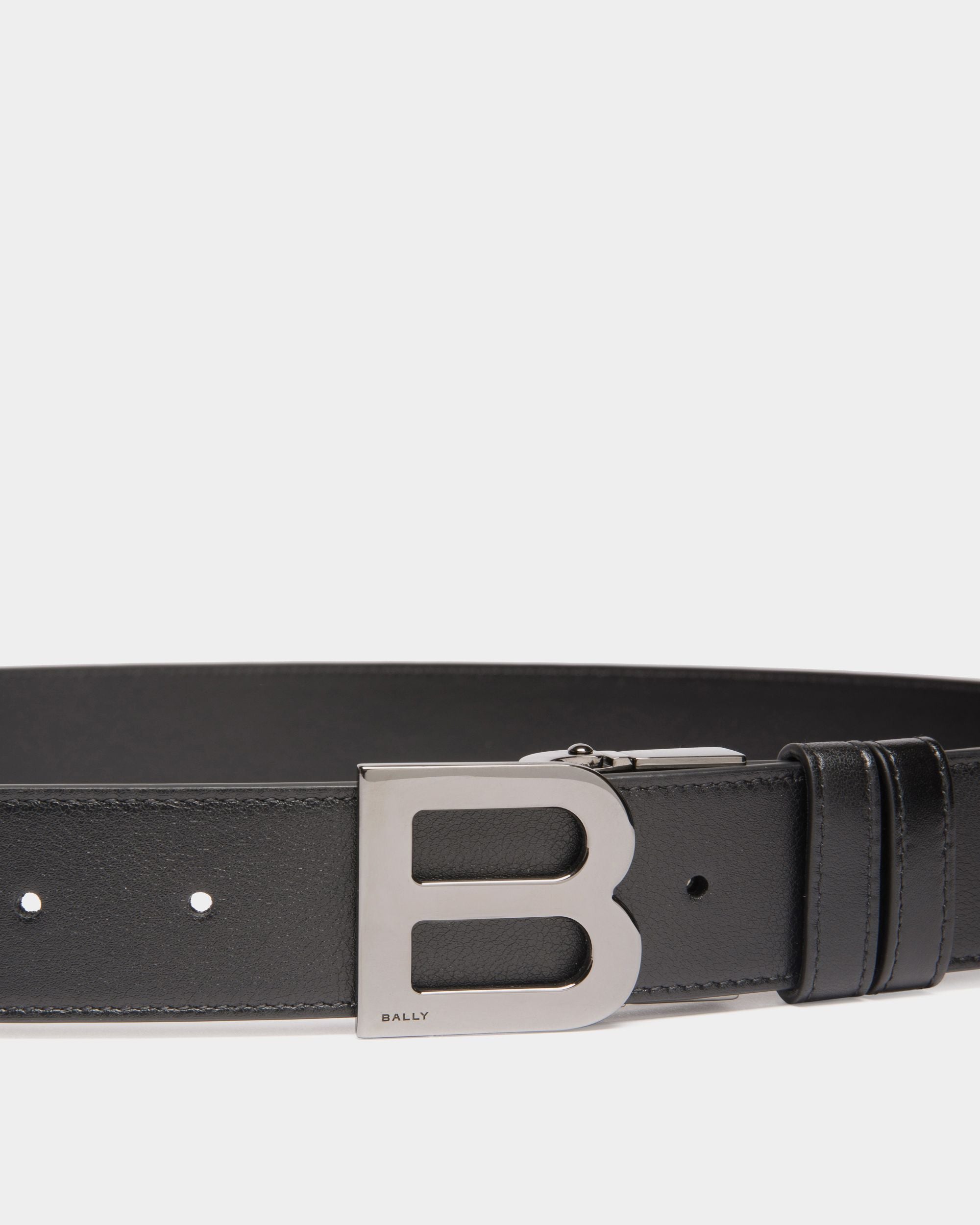 B Logo 35mm Reversible And Adjustable Belt in Black Leather - Men's - Bally - 03