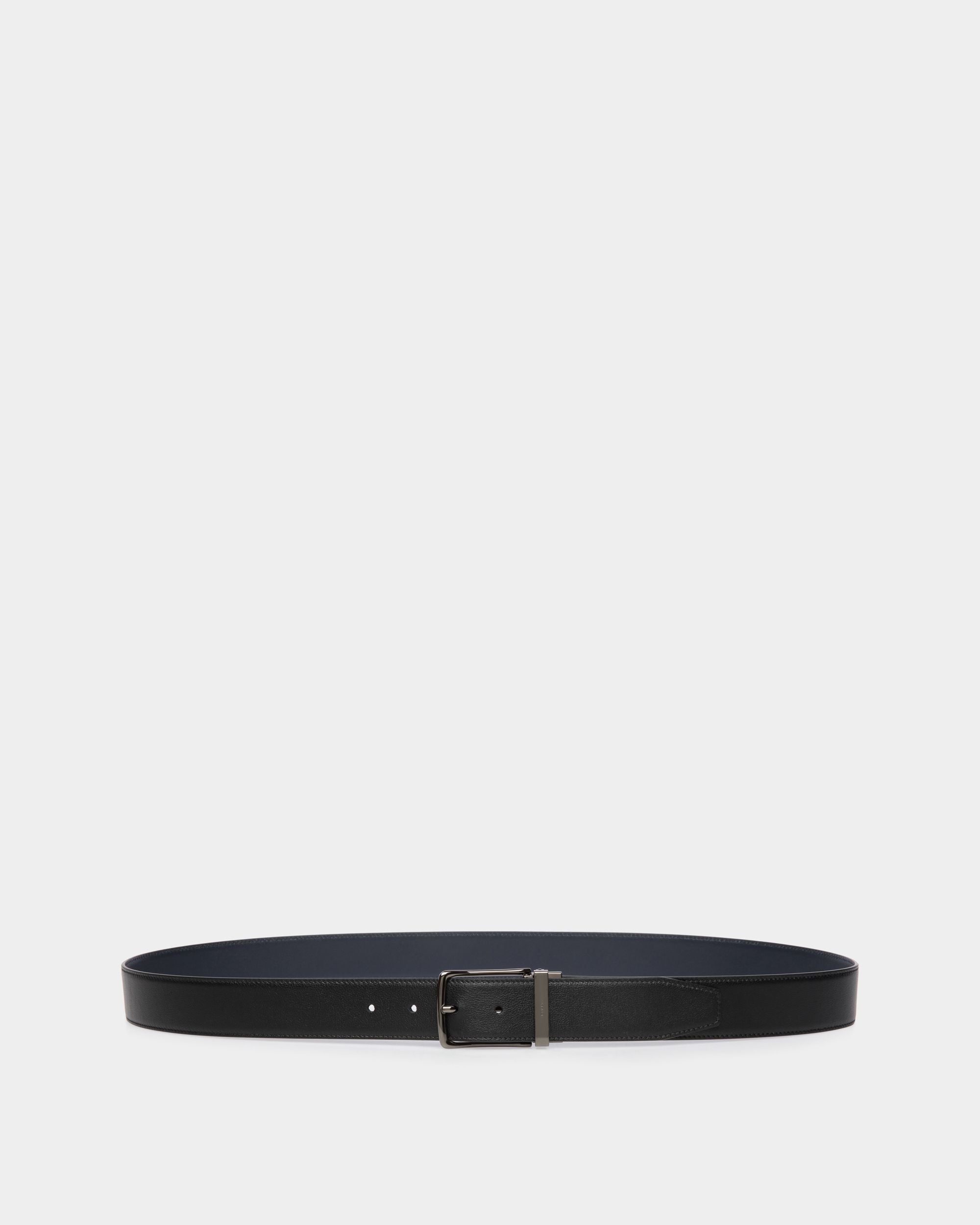 Ketter 35mm Reversible And Adjustable Belt in Black And Navy Blue Leather - Men's - Bally - 01