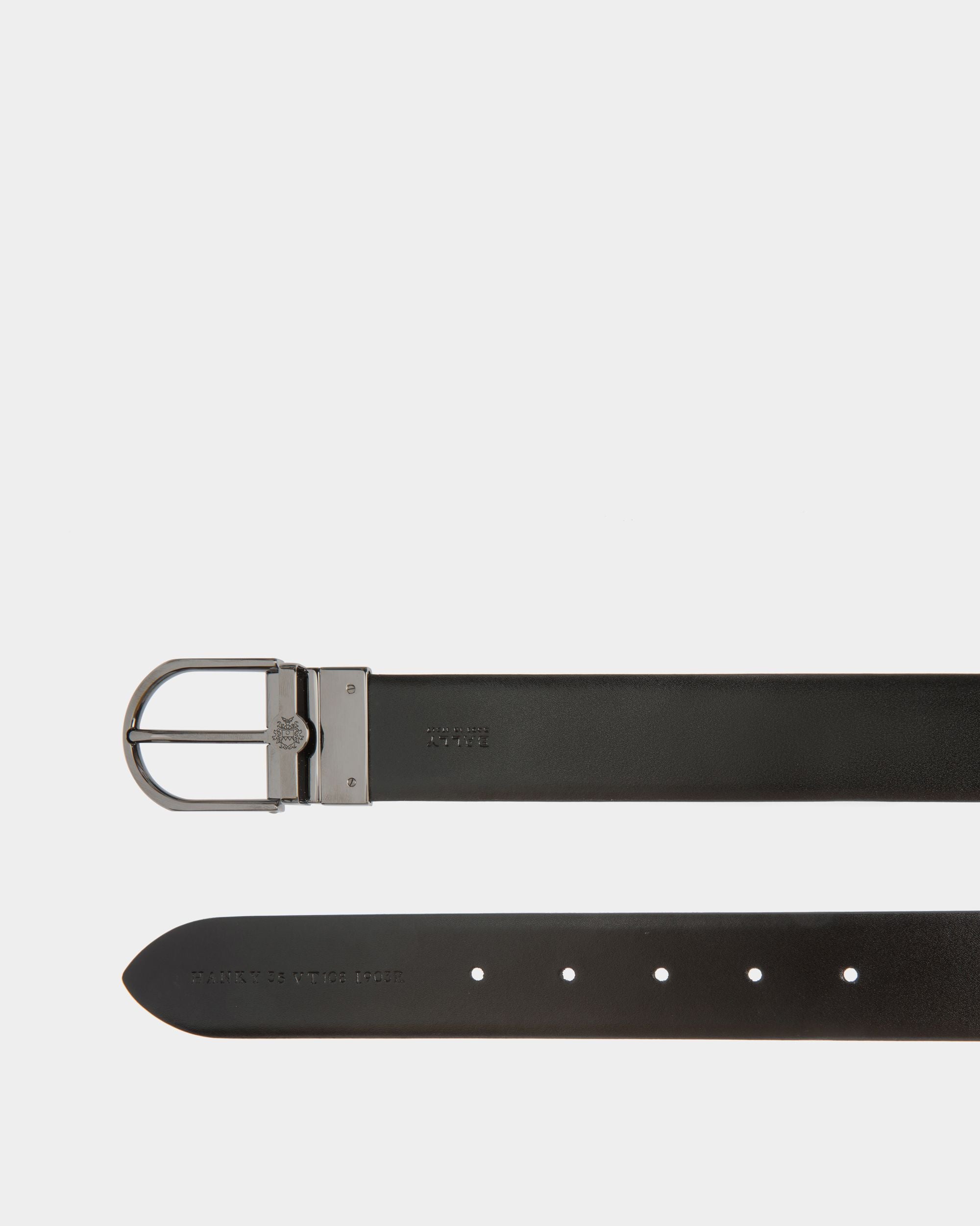 Hanky 35mm Reversible Belt in Black Leather - Men's - Bally - 03