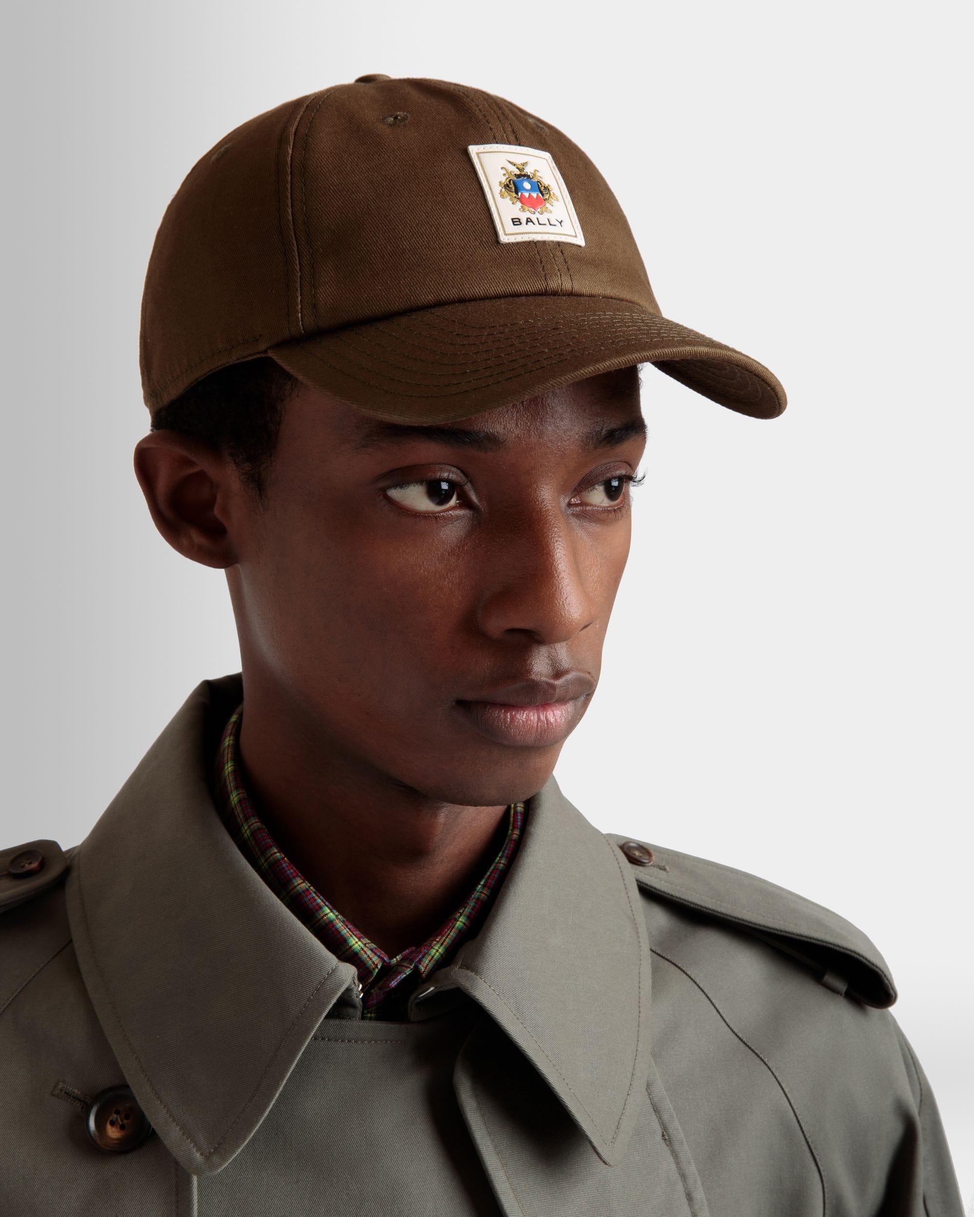 Baseball Hat With Bally Crest Label In Brown Cotton - Men's - Bally - 02