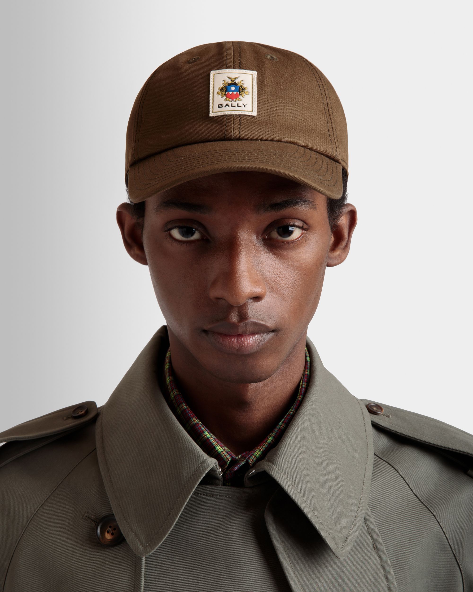 Baseball Hat With Bally Crest Label In Brown Cotton - Men's - Bally - 05