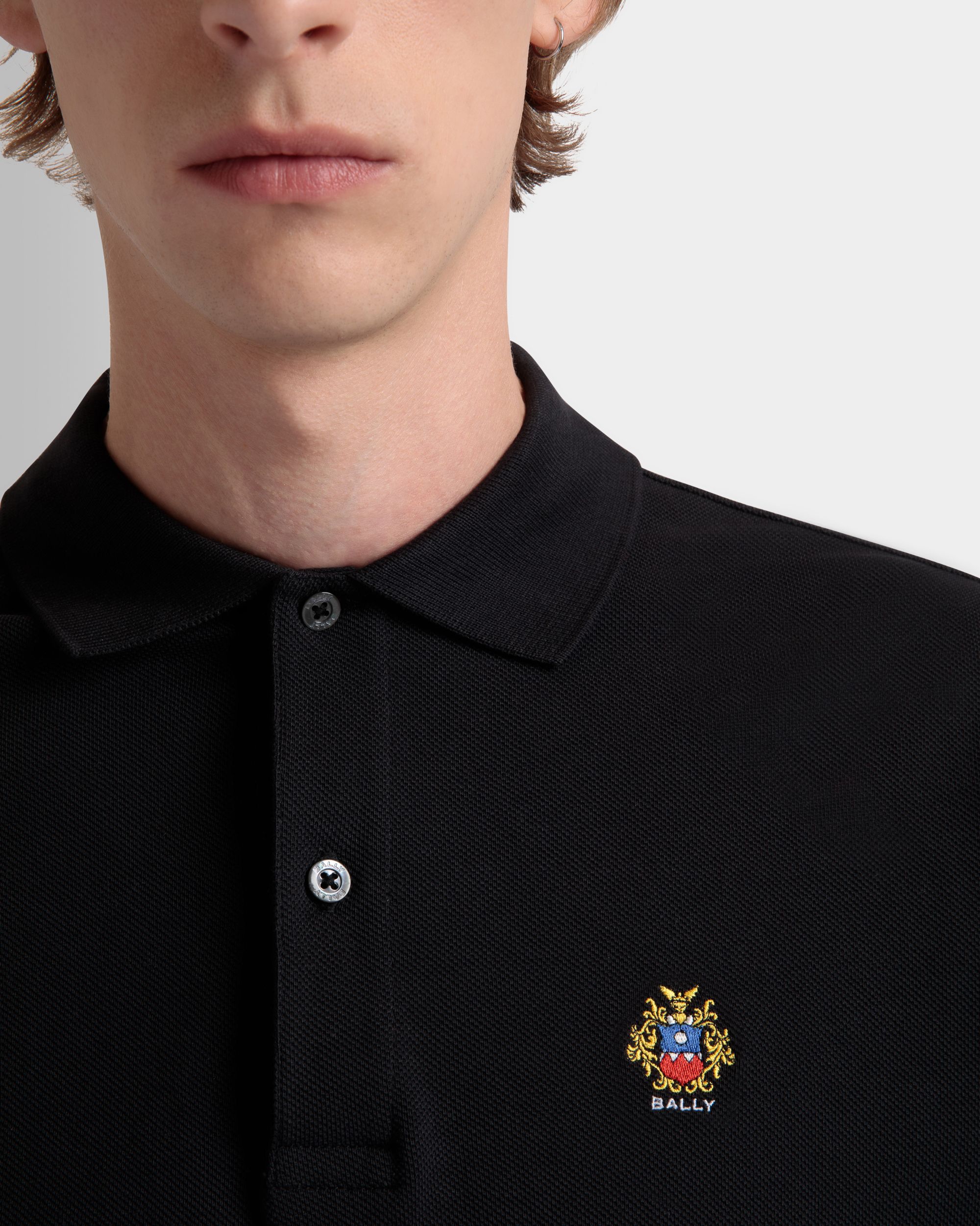 Polo Con Logotipo Bally Crest De Algodón Negro - Hombre - Bally - 03