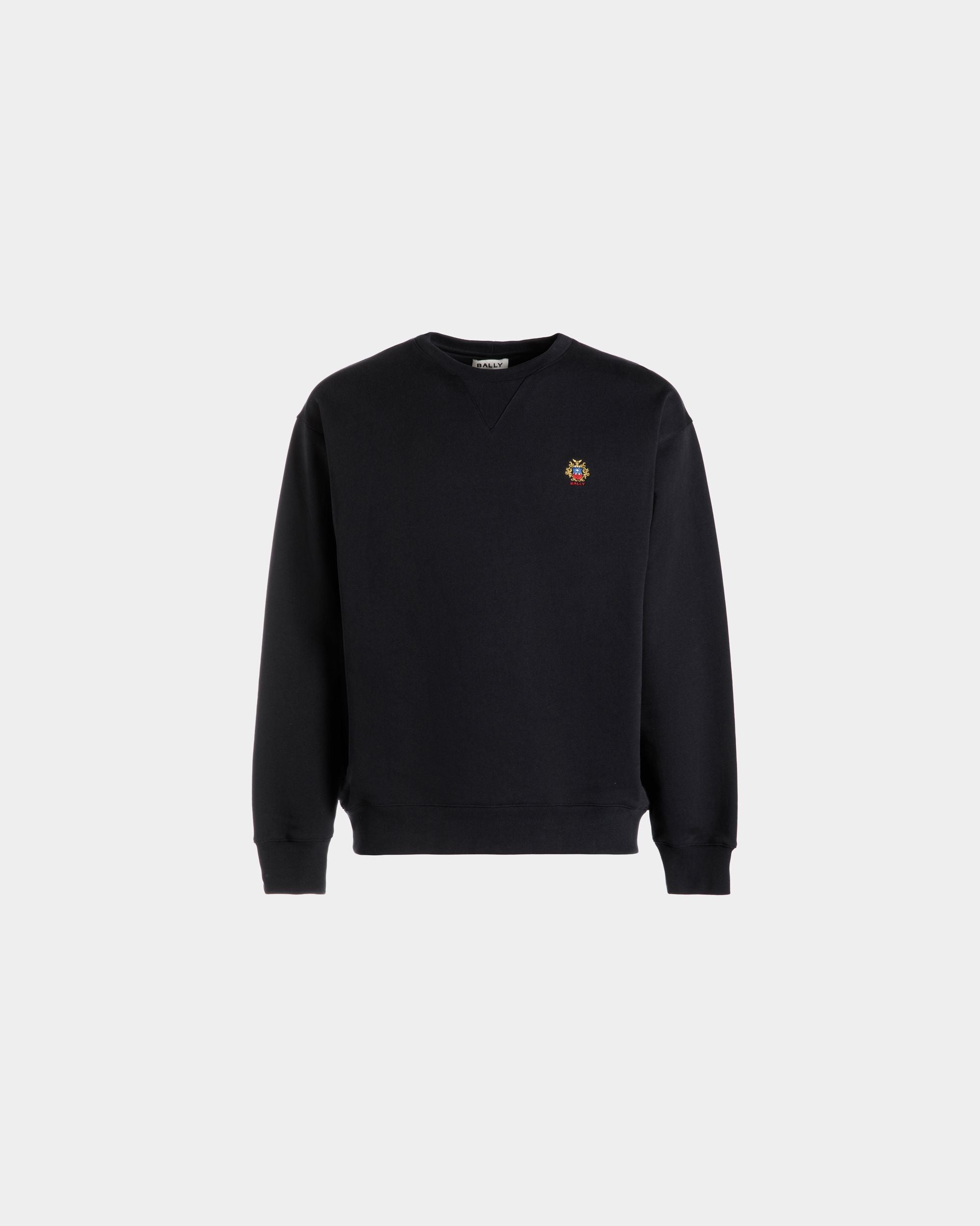 Sudadera De Cuello Redondo Con Logotipo Bally Crest De Algodón Navy Blue - Hombre - Bally - 01