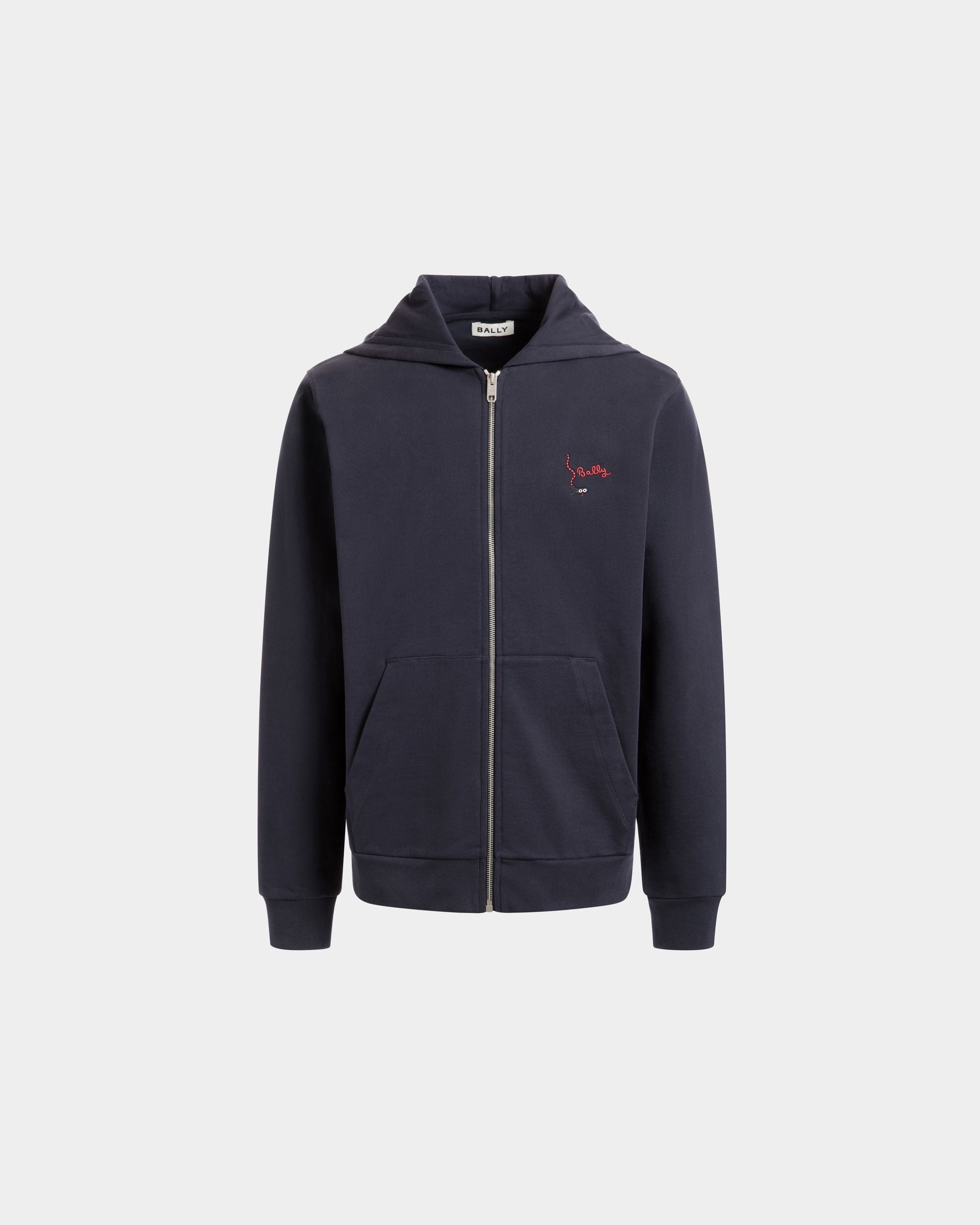 Hoodie in Navy Blue Cotton - Men's - Bally - 01