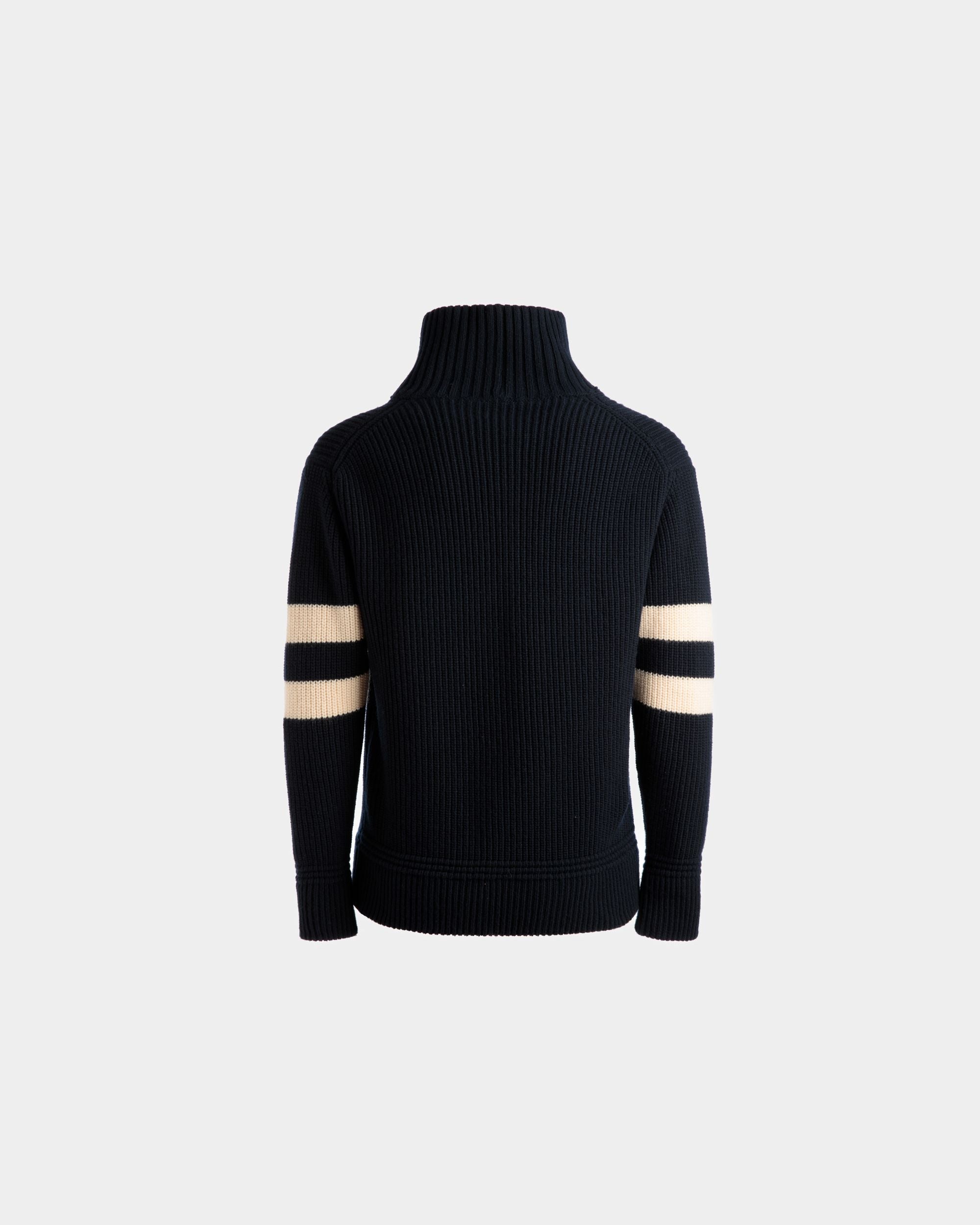 Roll Neck Sweater In Bone and Ink Wool - Men's - Bally - 07