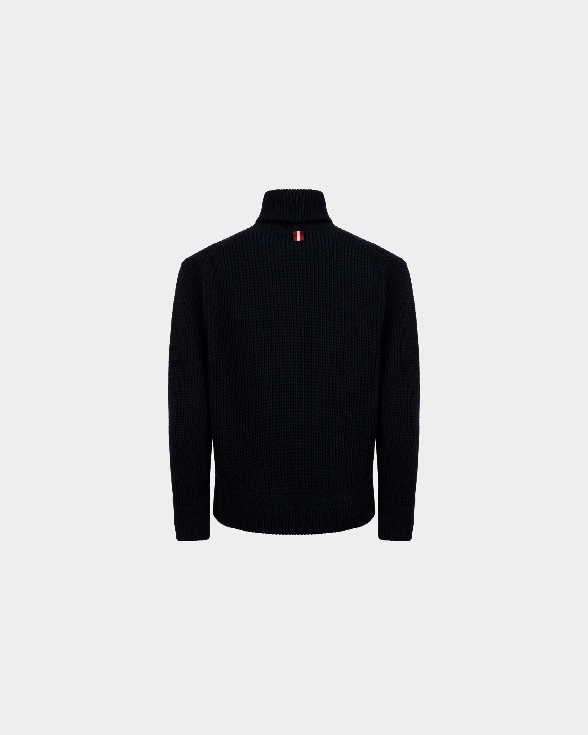 Turtleneck Sweater In Dark Blue Wool - Men's - Bally - 07