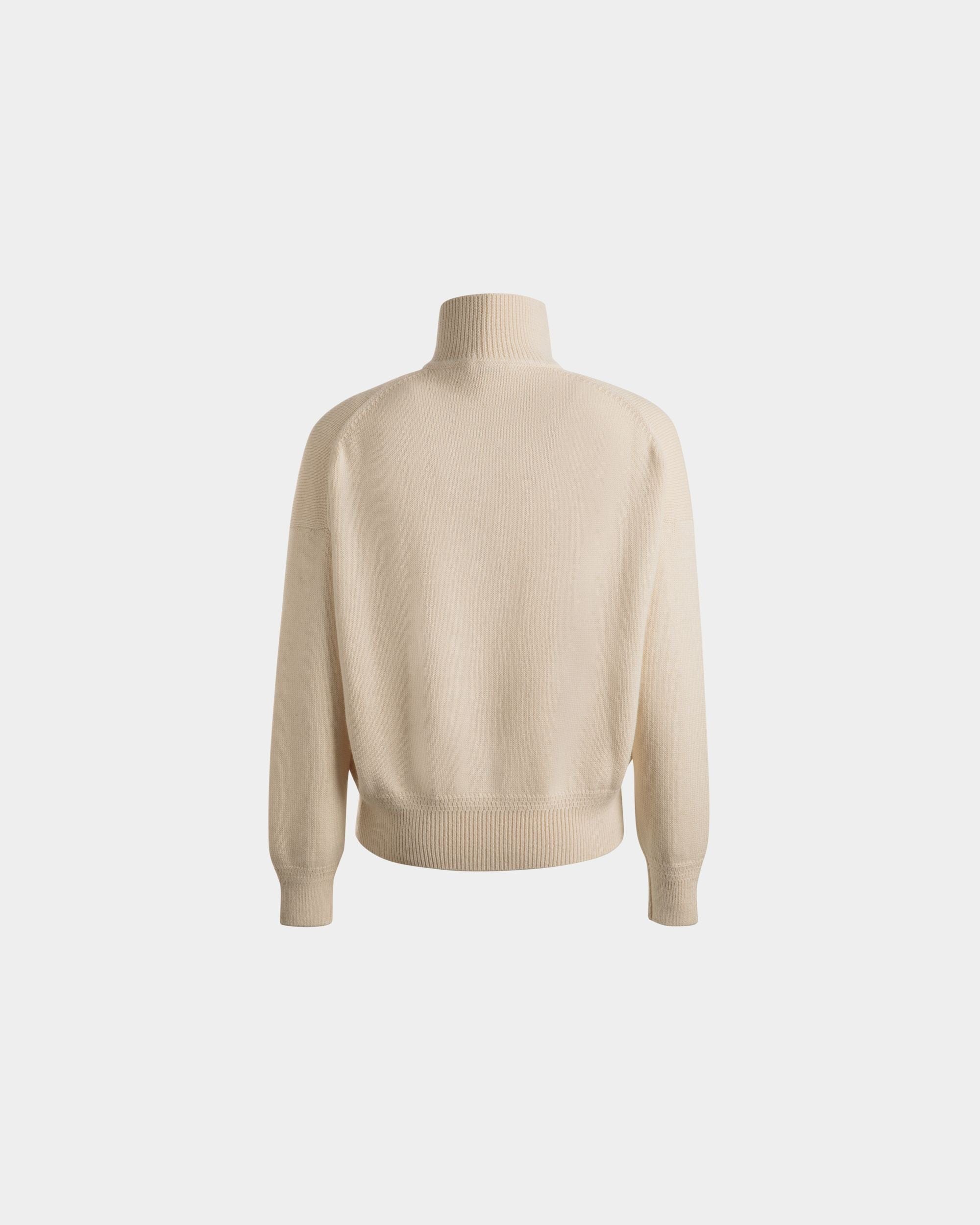 Turtleneck With Bally Crest Logo In Ivory Wool And Silk - Men's - Bally - 03