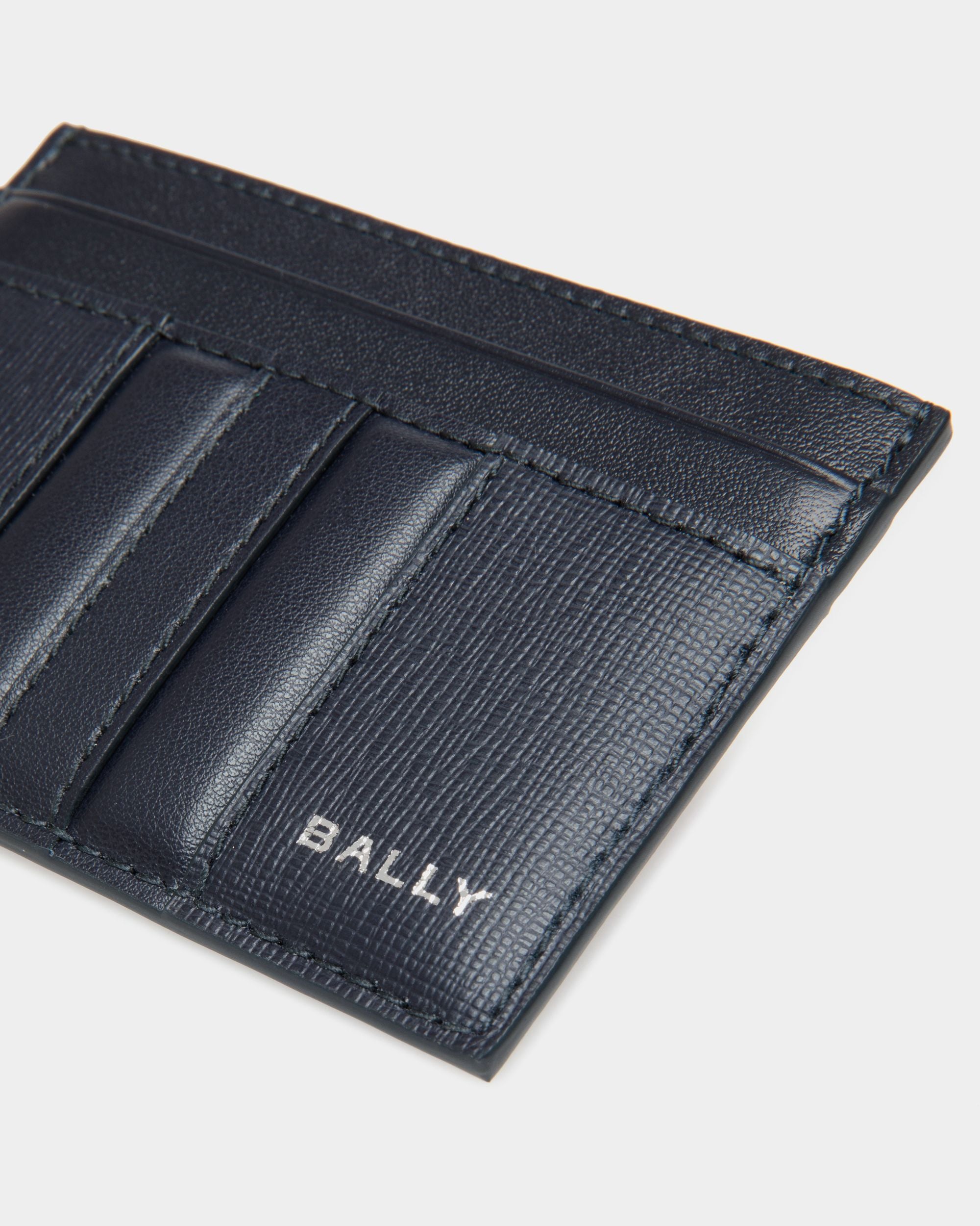 Mythos Card Holder in Navy Blue Recycled Leather - Men's - Bally - 04