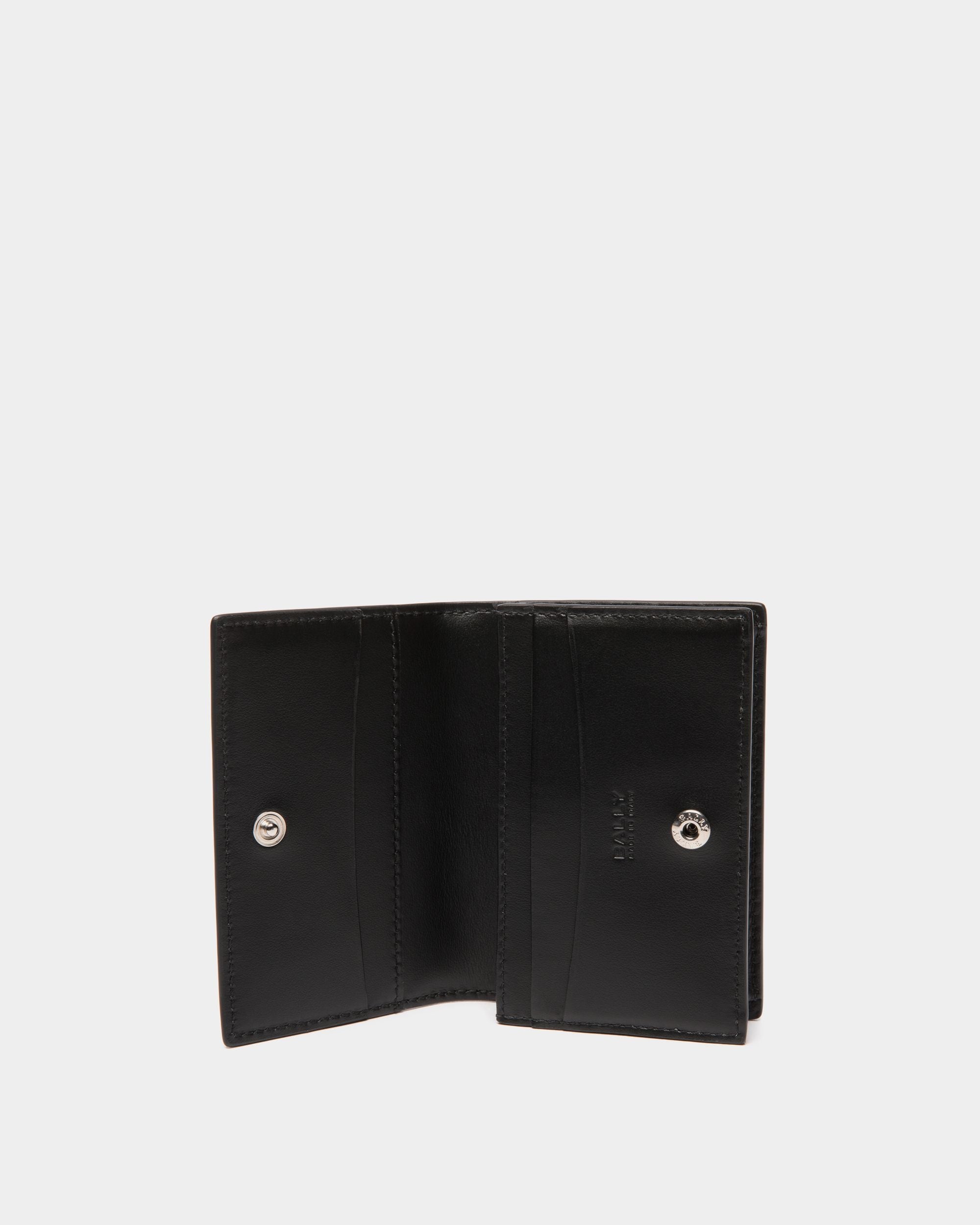 Deco Business Card Holder in Black Leather - Men's - Bally - 03