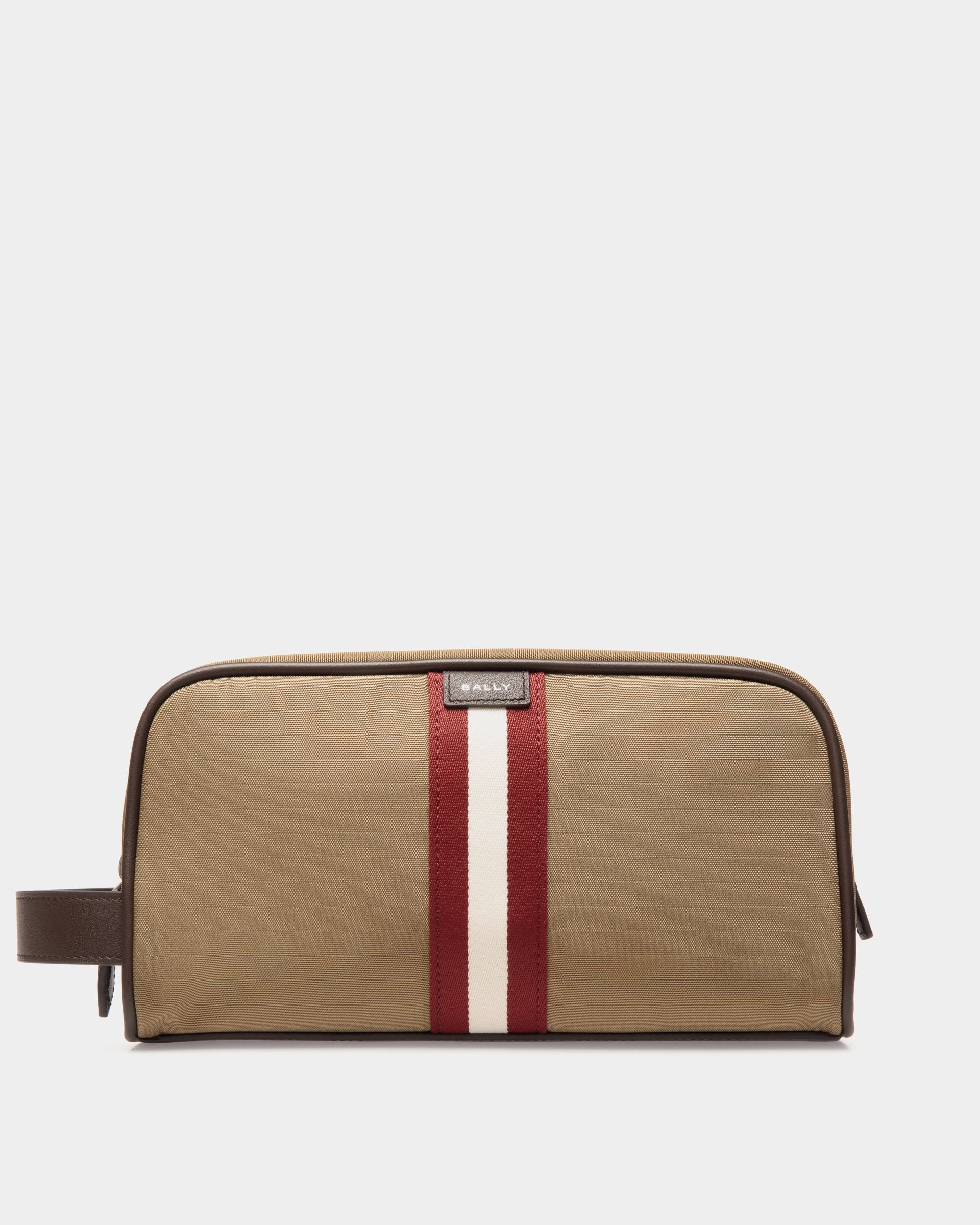 Code Washbag in Camel Nylon - Men's - Bally - 01