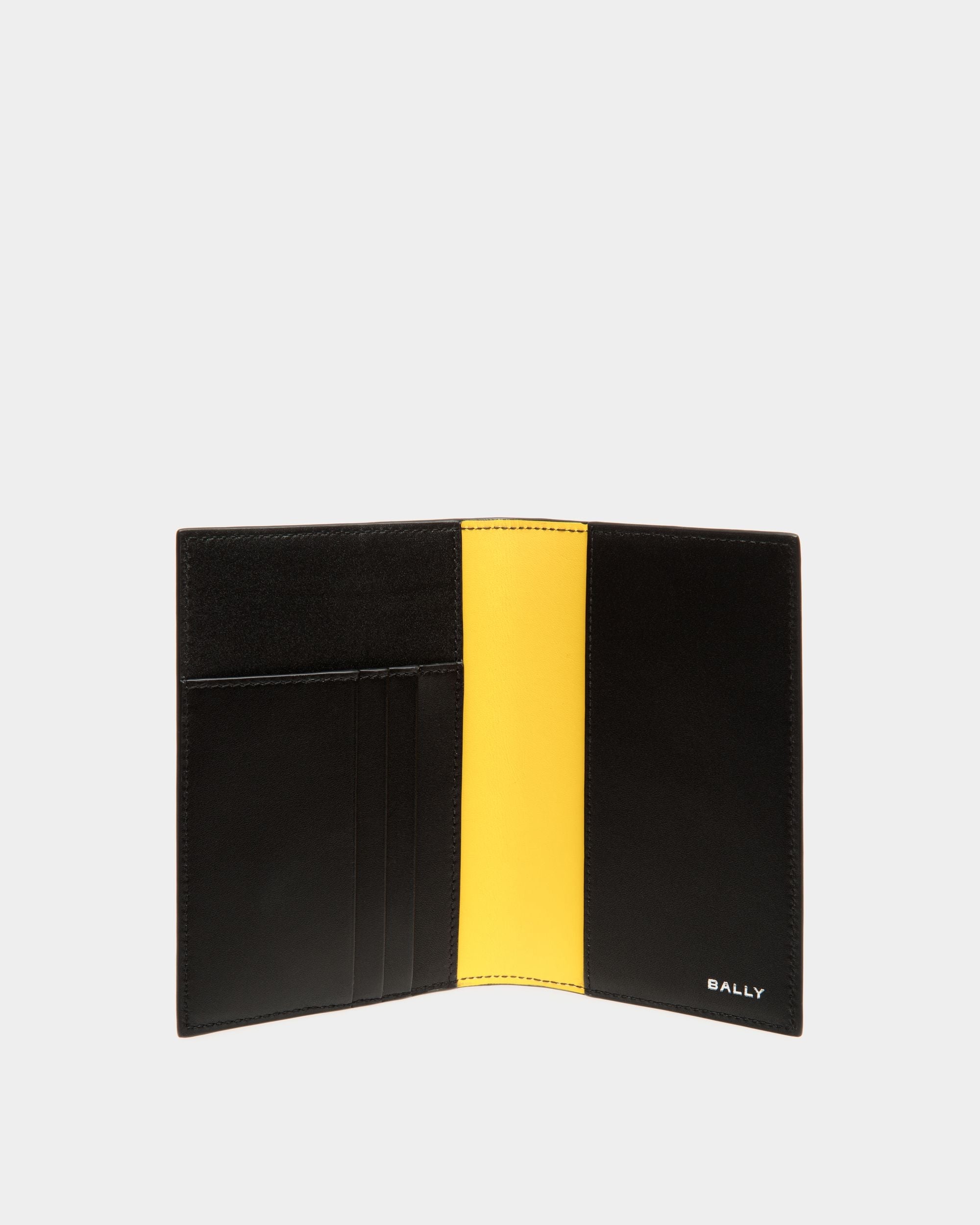 Adrien Brody Travel Collection Passport Case In Black And Yellow Leather - Men's - Bally - 03