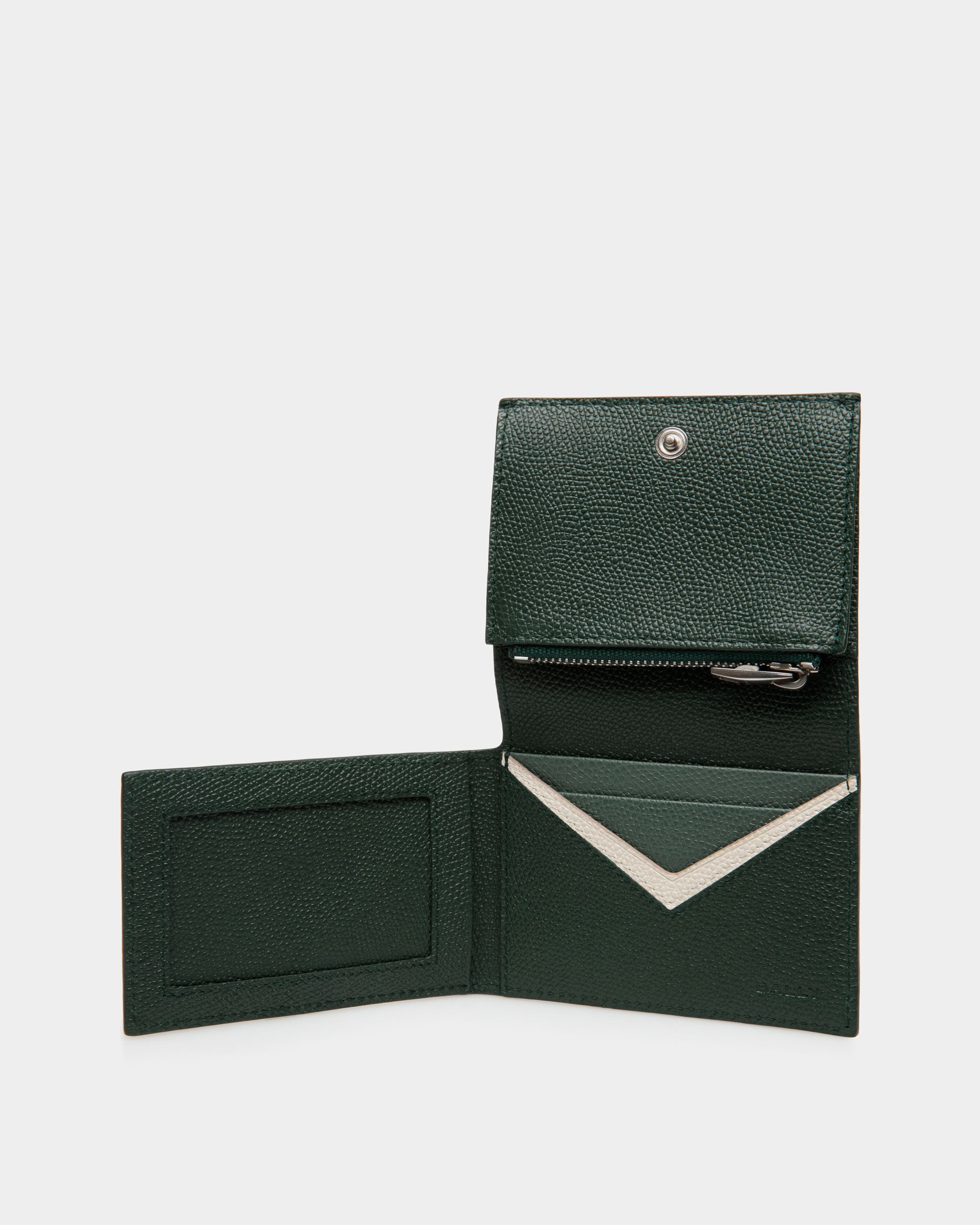 Flag Trifold in Bottle Green Leather - Men's - Bally - 03