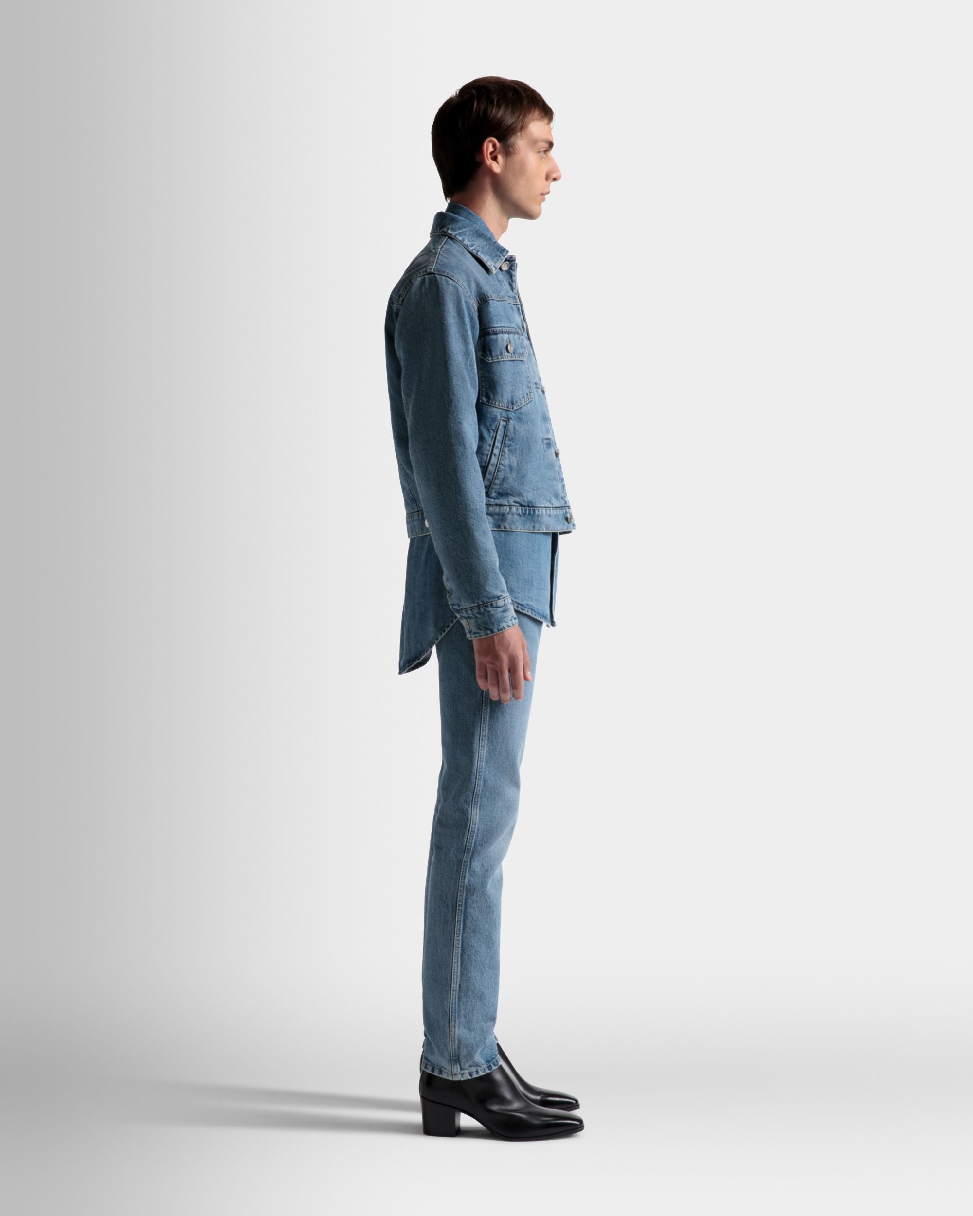 Buttoned Jacket In Light Blue Denim - Men's - Bally - 05