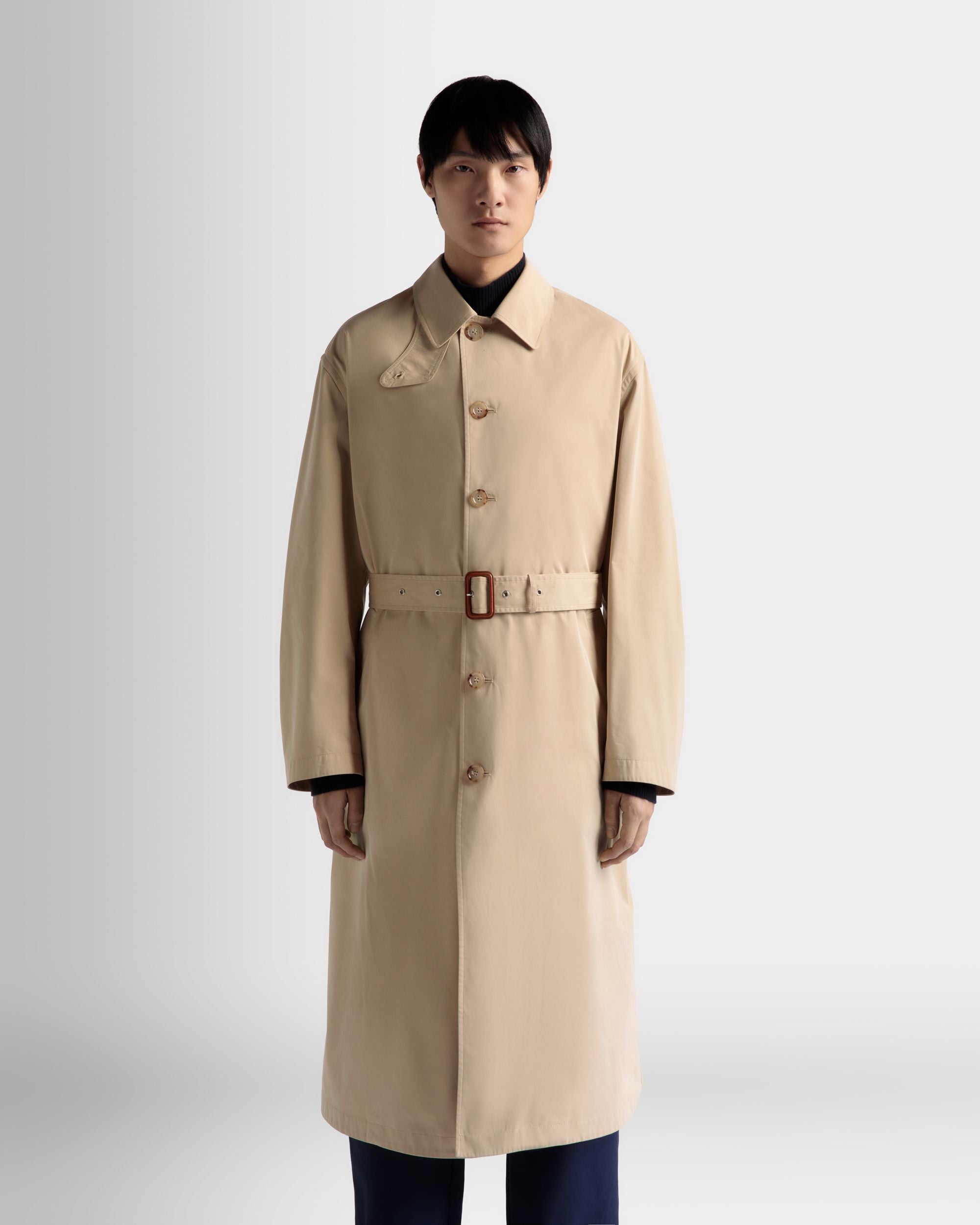 Trench Coat In Camel Fabric - Men's - Bally - 03