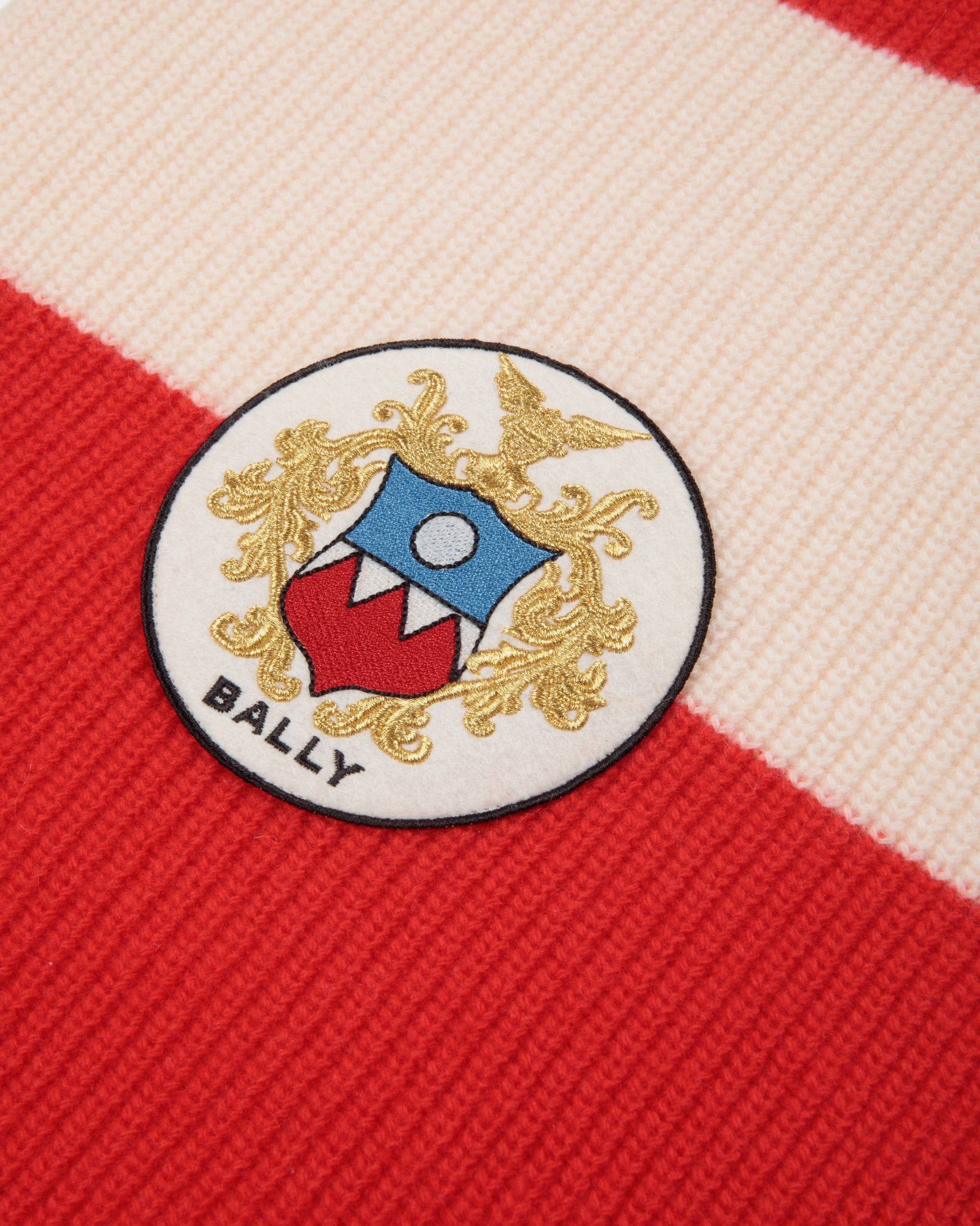 Bufanda Con Logotipo Bally Crest De Lana Candy Red Y Marfil - Hombre - Bally - 02