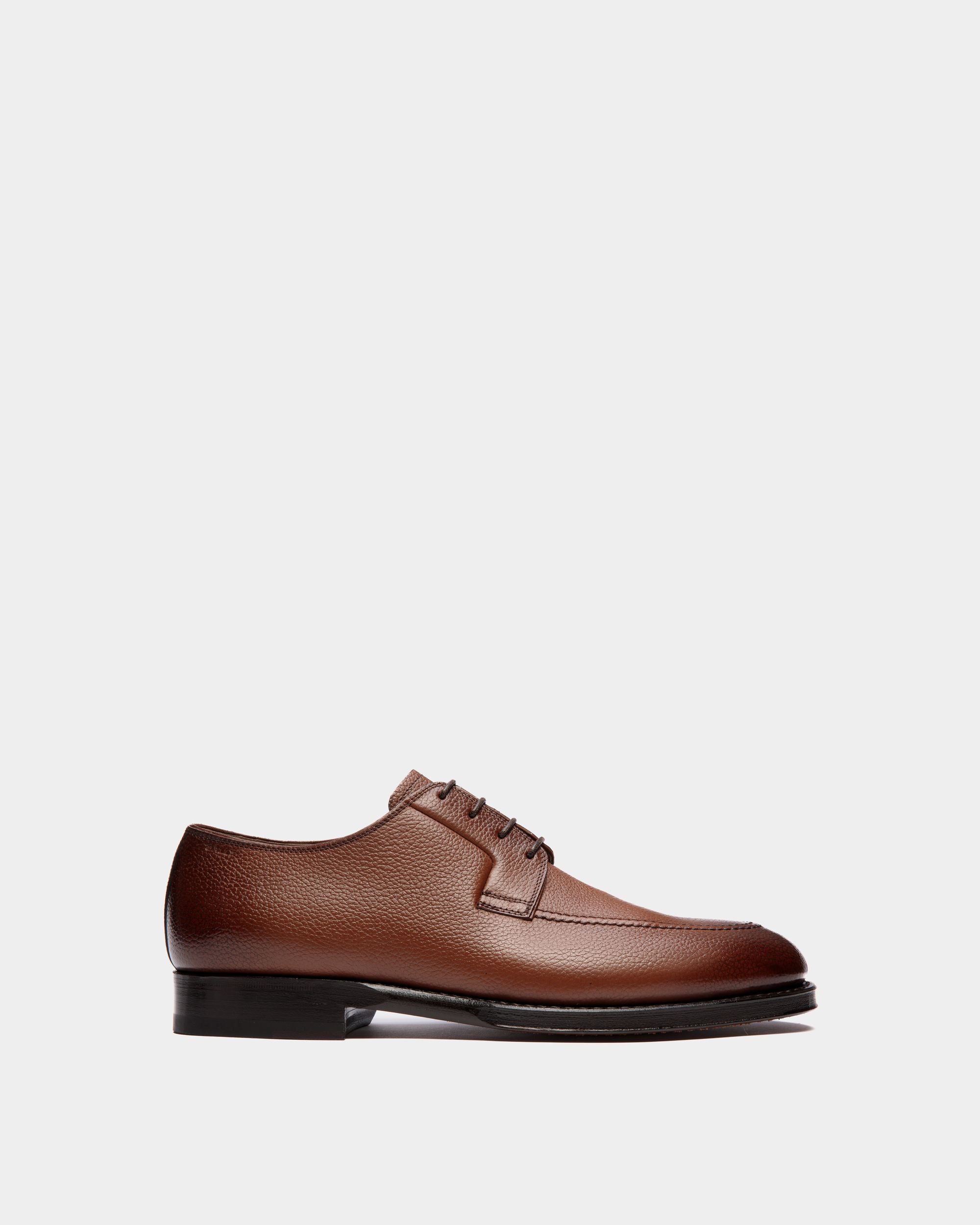 Scribe Oxford in Brown Grained Leather - Men's - Bally - 01