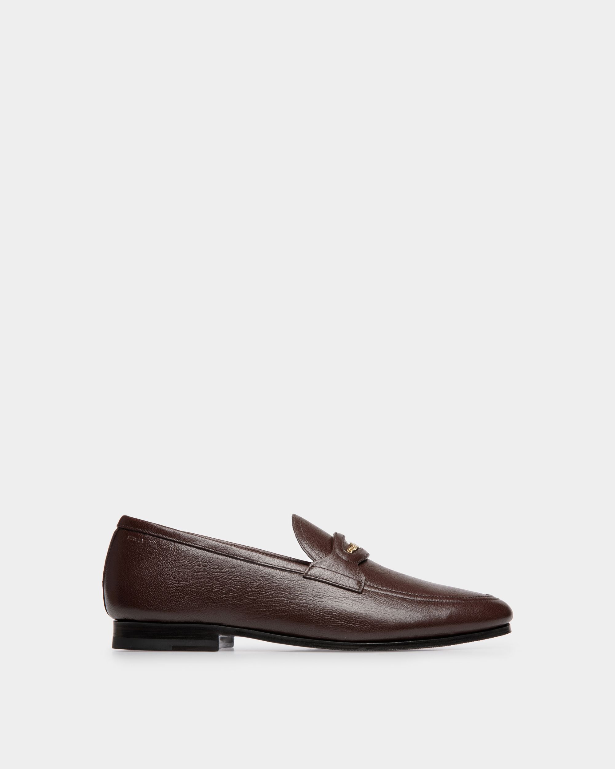 Plume Loafer in Brown Grained Leather - Men's - Bally - 01