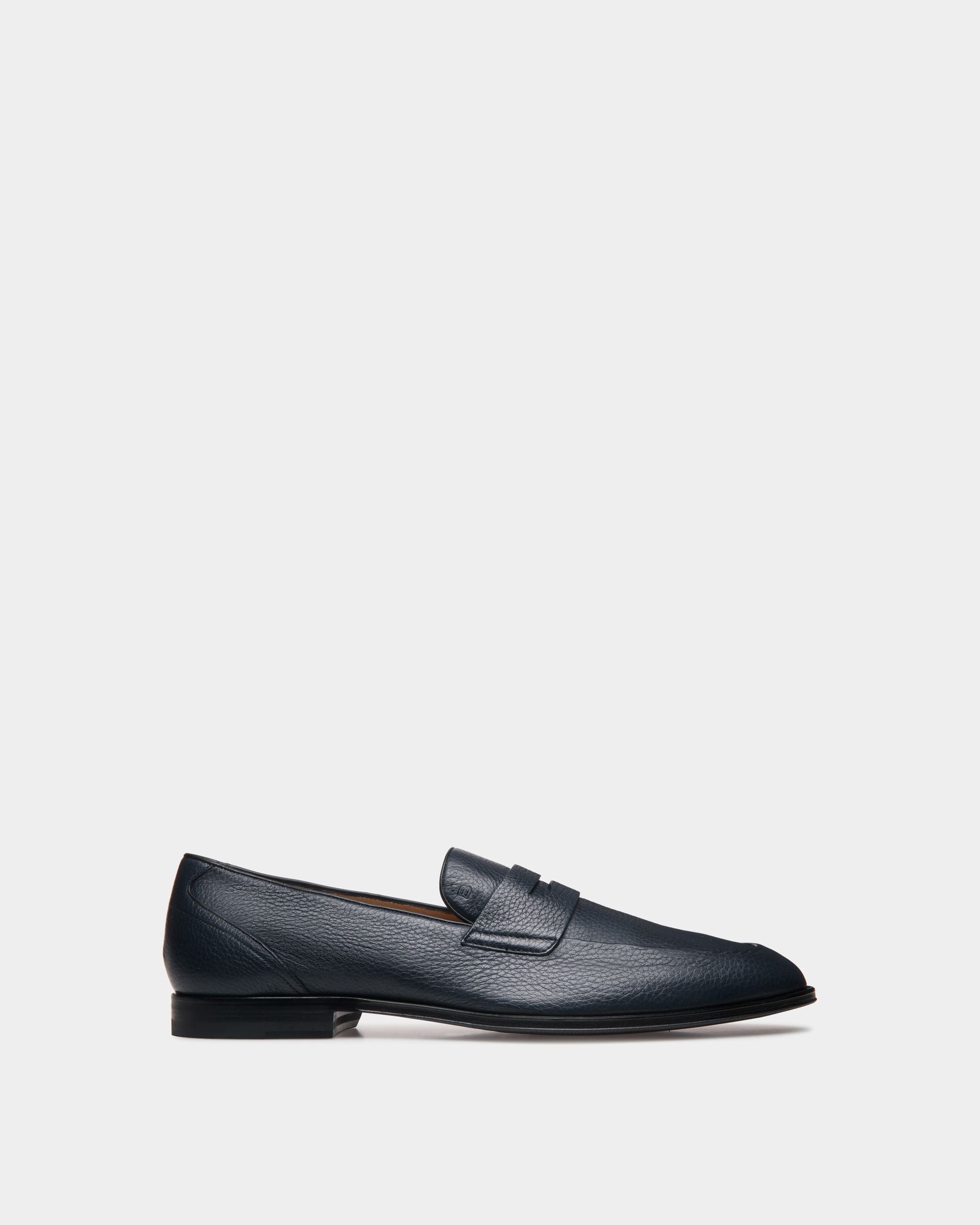 Westminster Loafer in Navy Blue Deer Leather - Men's - Bally - 01