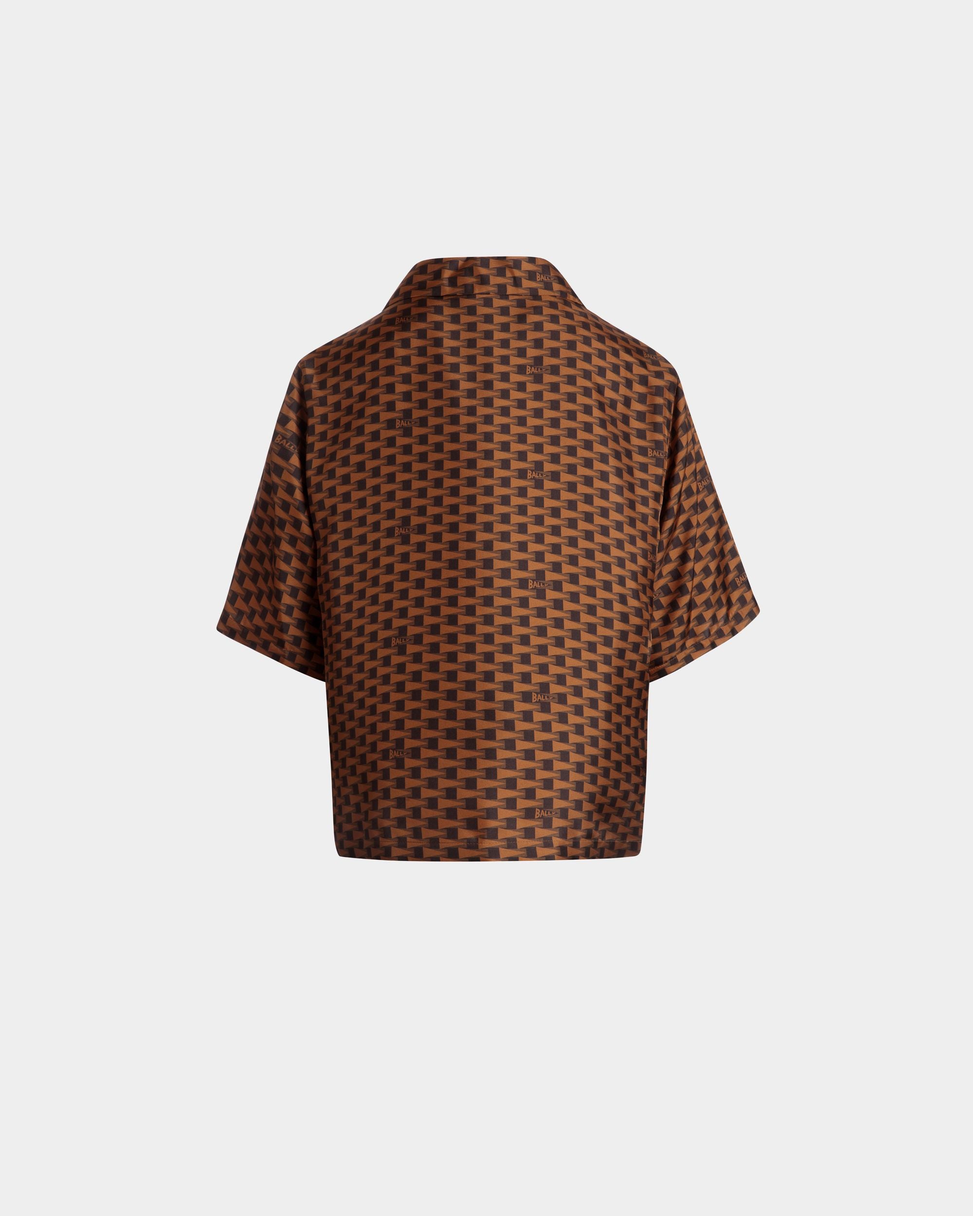 Pennant Shirt in Brown Silk - Hombre - Bally - 03