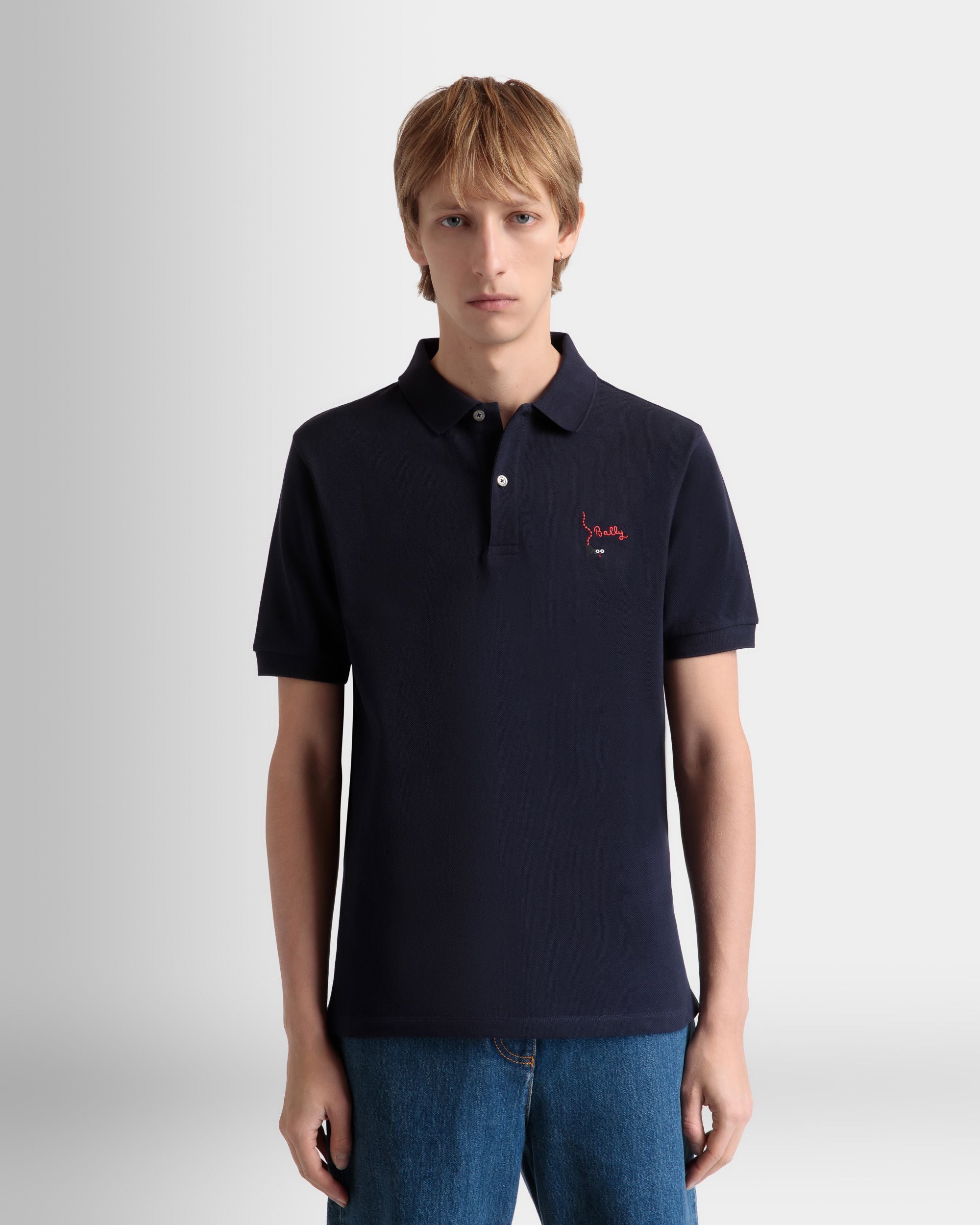 Polo in Navy Blue Cotton - Men's - Bally - 08