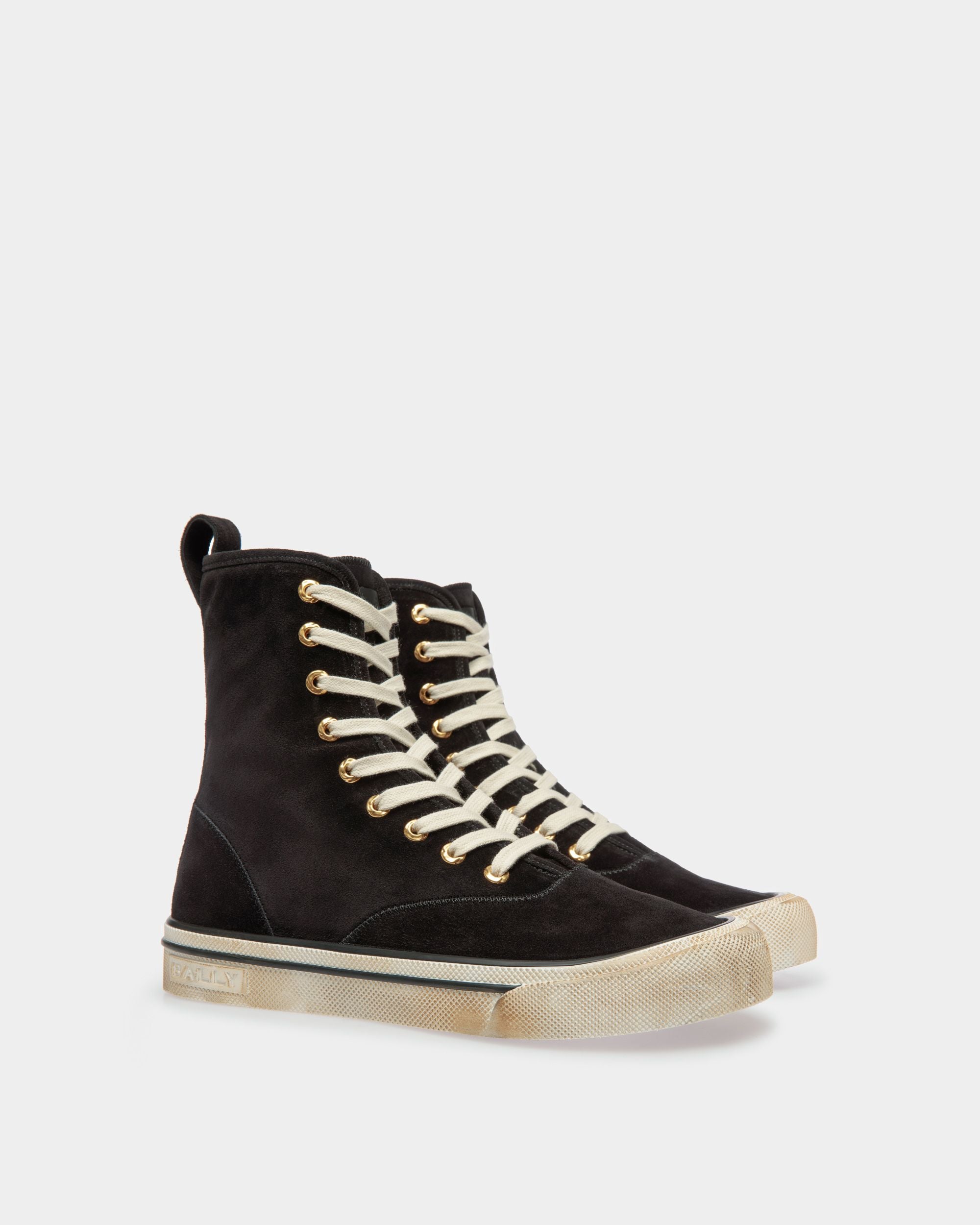 Santa Ana High Top Sneakers In Black Suede - Men's - Bally - 02