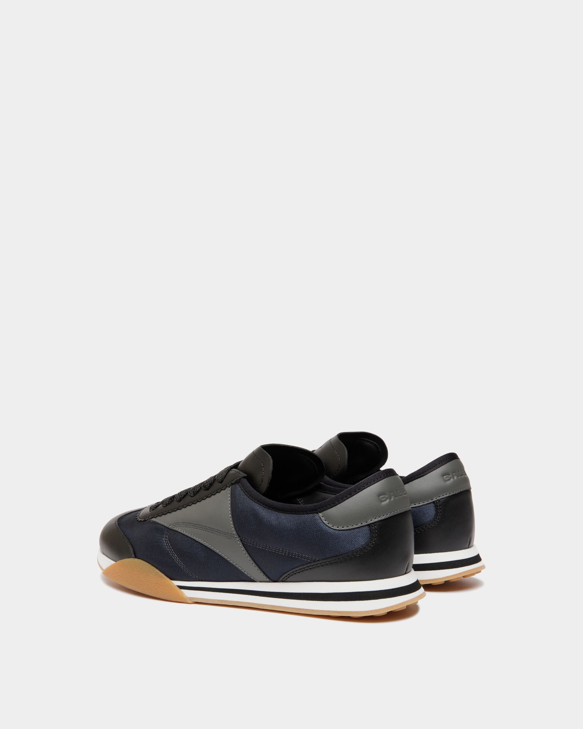 Sussex Sneaker In Black And Navy Blue Leather And Fabric - Men's - Bally - 04