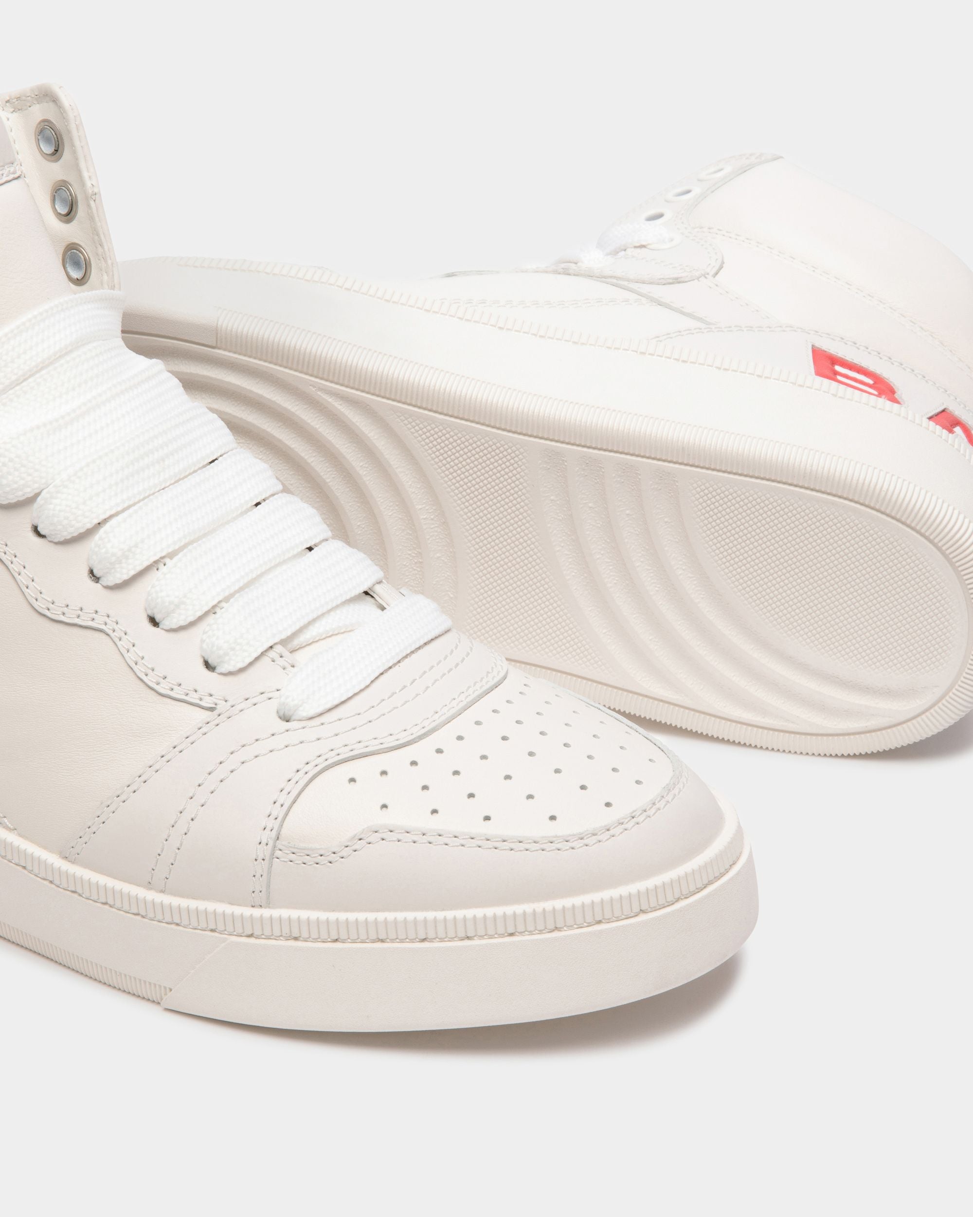 Raise High-Top Sneaker in White Leather - Men's - Bally - 04