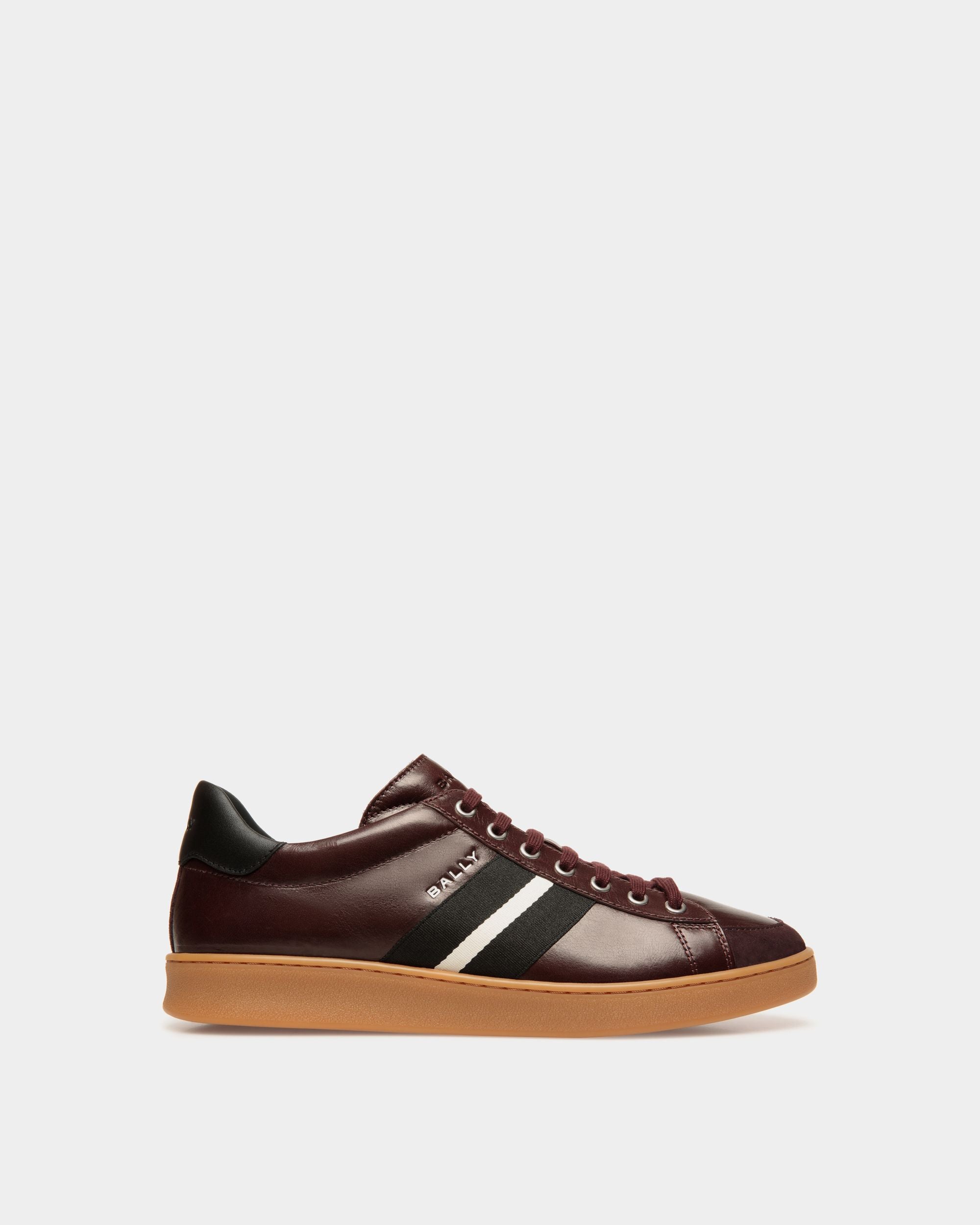 Tennis Sneaker In Deep Burgundy Leather - Men's - Bally - 01