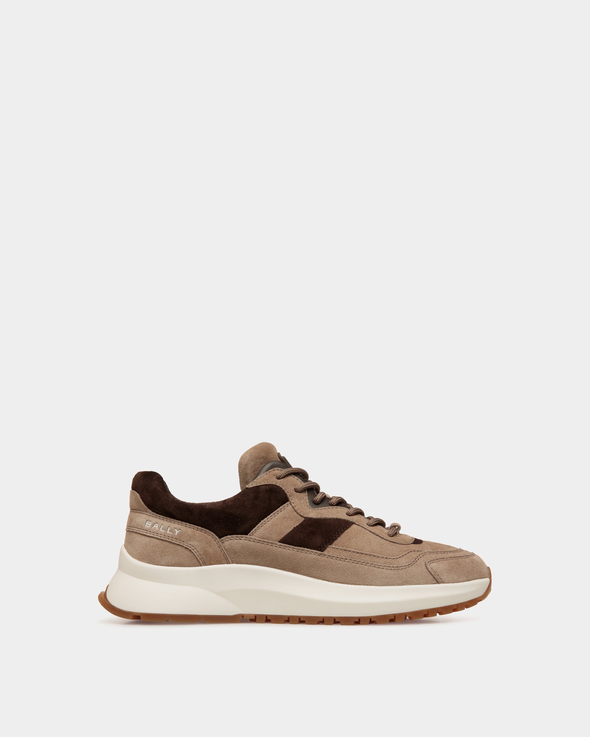 Outline Sneaker in Taupe and Ebano Suede - Men's - Bally - 01