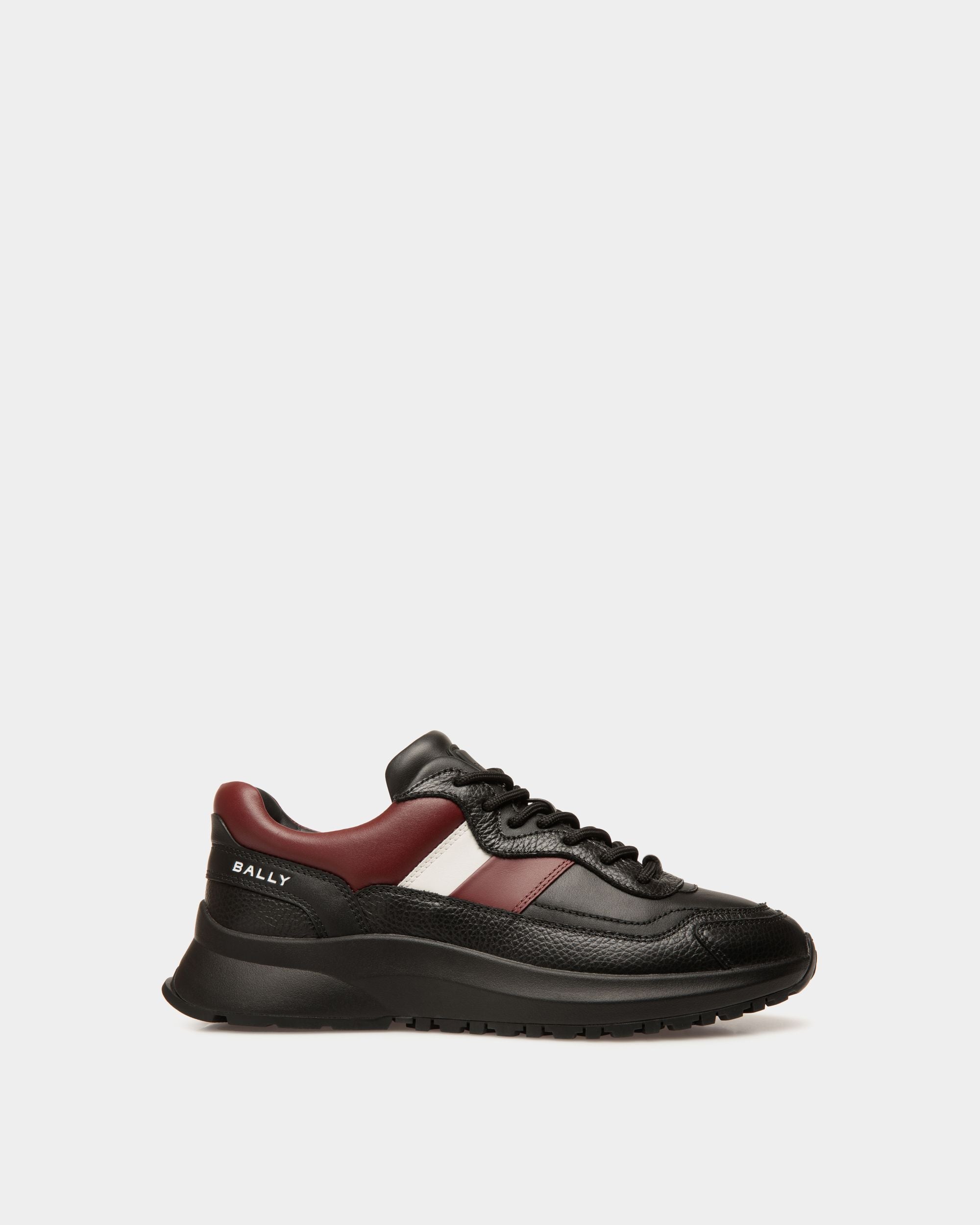 Outline Sneaker in Black And Heritage Red Leather - Men's - Bally - 01