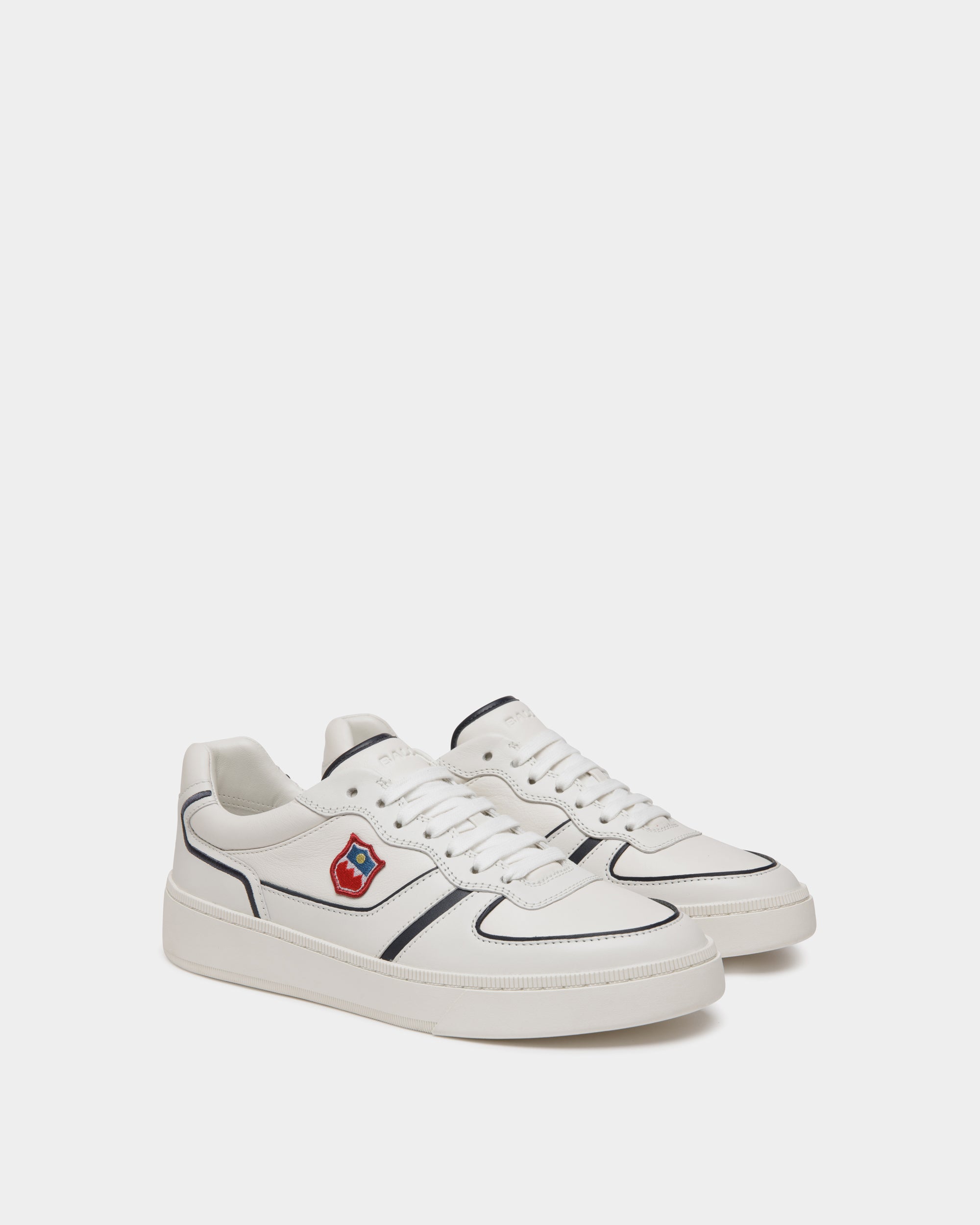 Raise Sneaker in White and Navy Blue Leather - Men's - Bally - 02