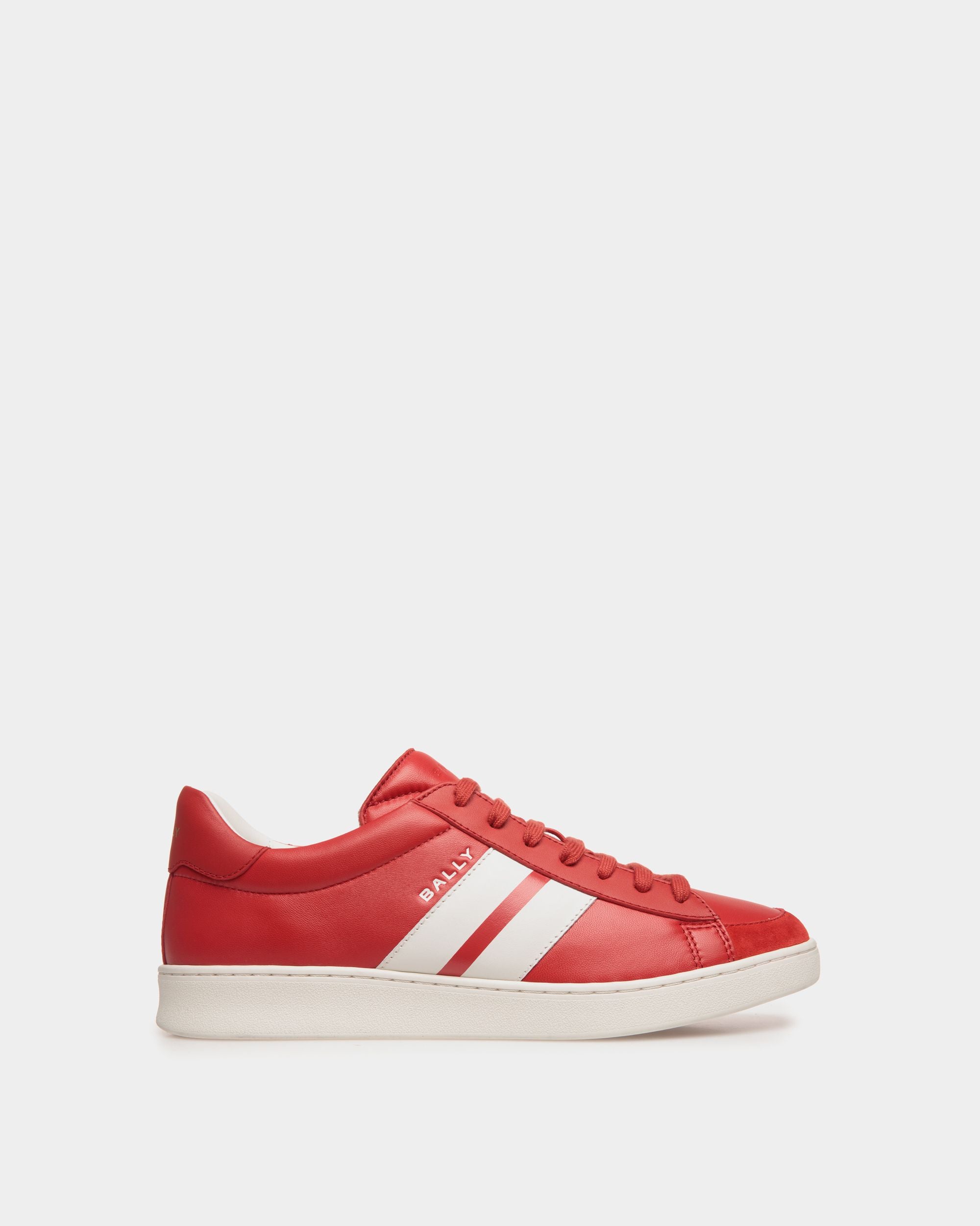 Tennis Sneaker In Candy Red And White Leather - Men's - Bally - 01