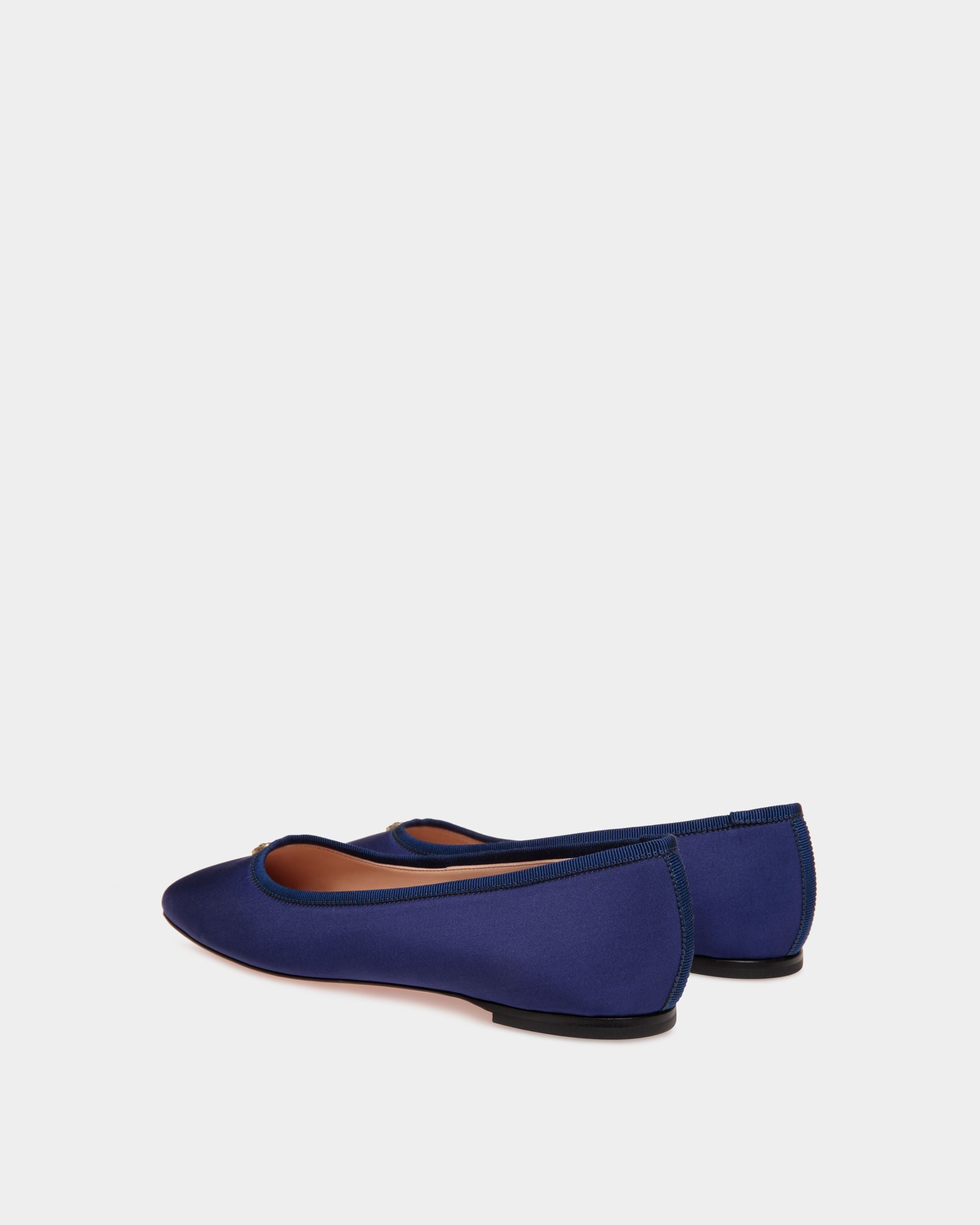 Ballyrina Flat in Blue Faille - Women's - Bally - 03