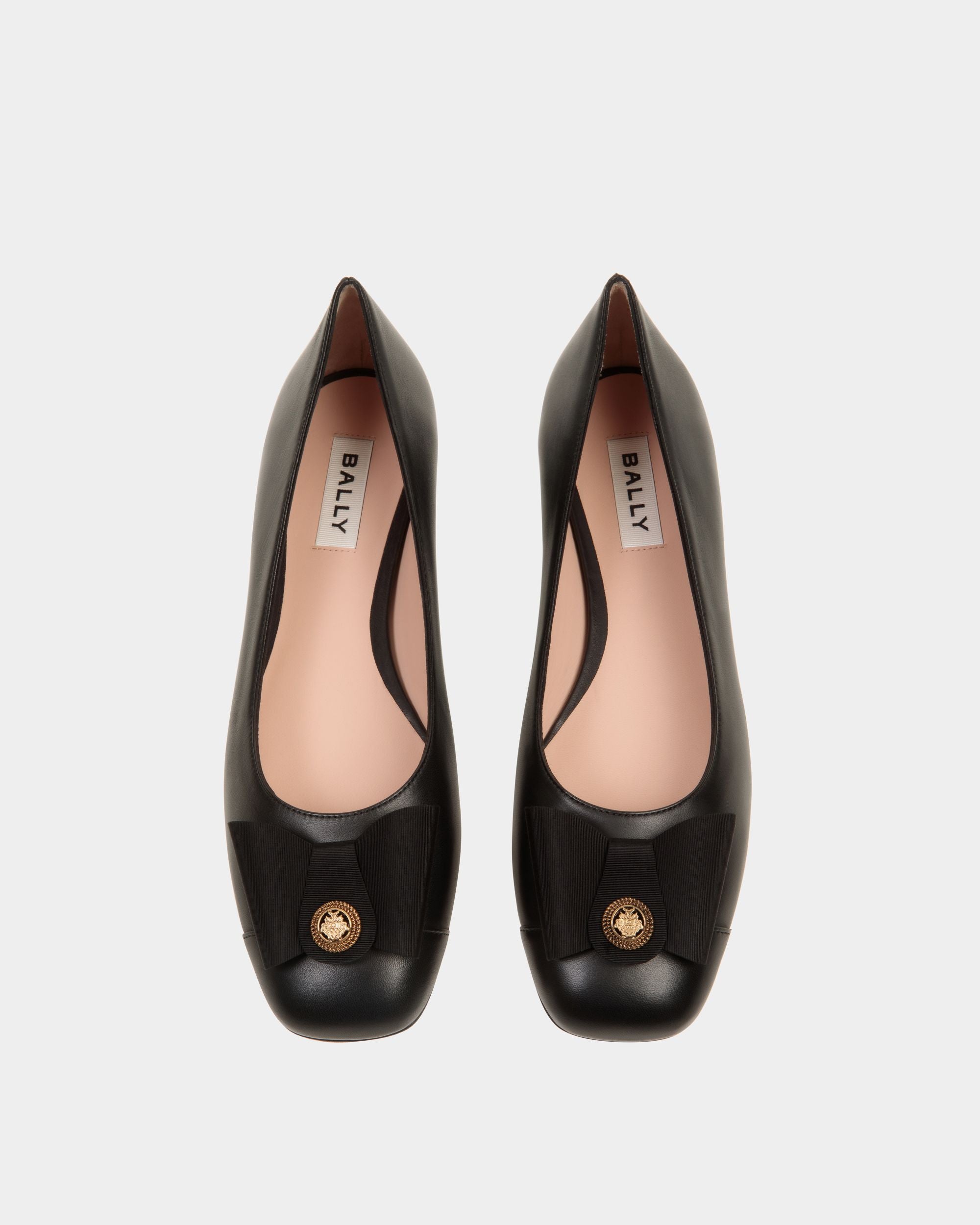 B-Bow Flat in Black Leather - Women's - Bally - 04