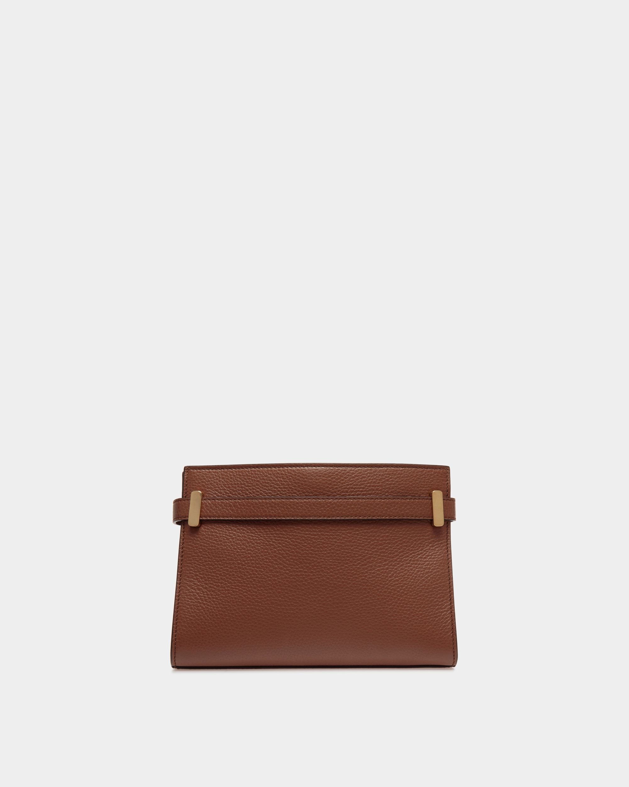 Carriage Crossbody Bag in Brown Grained Leather - Women's - Bally - 02