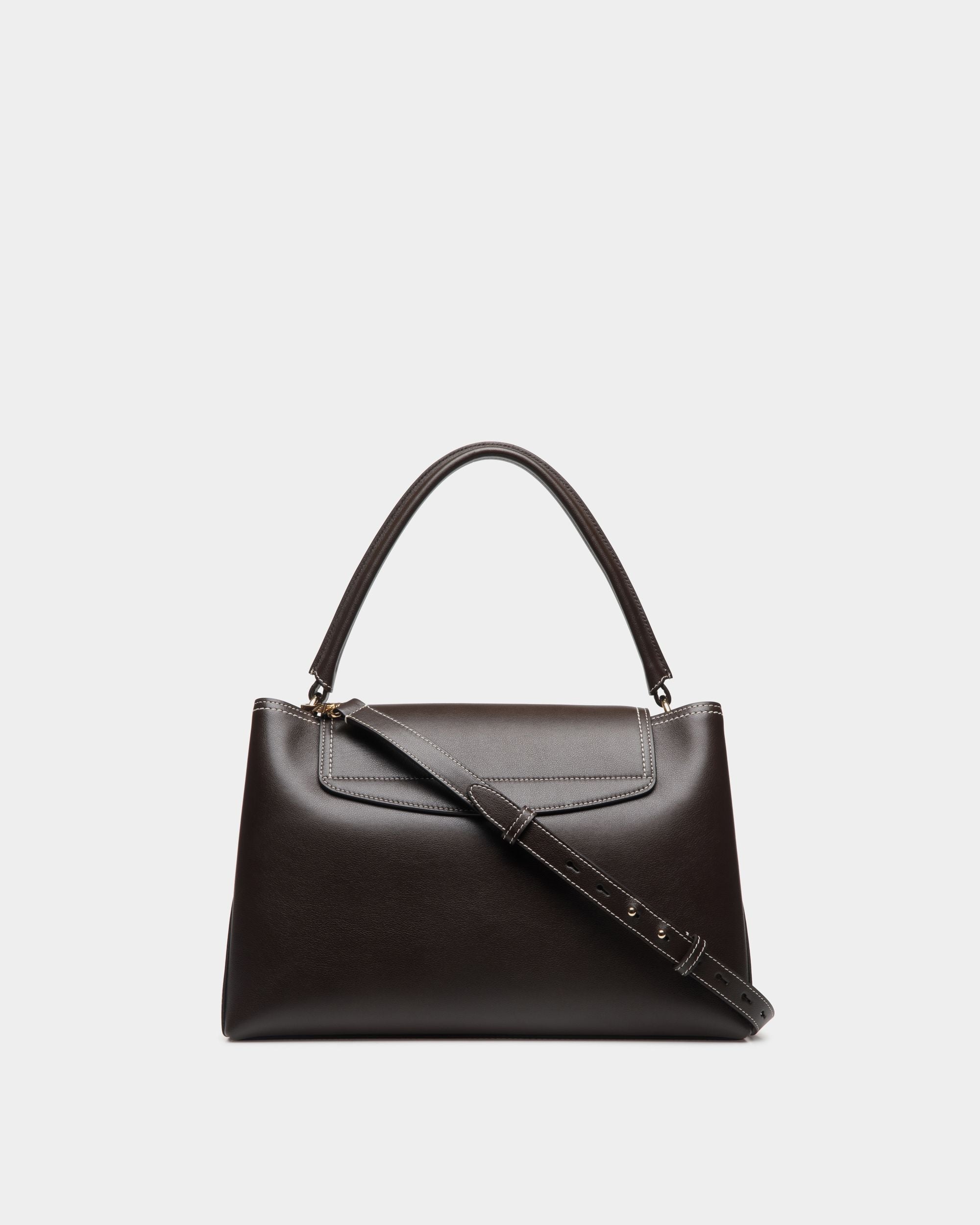 Lock Me Top Handle Bag in Ebano Leather - Women's - Bally - 02