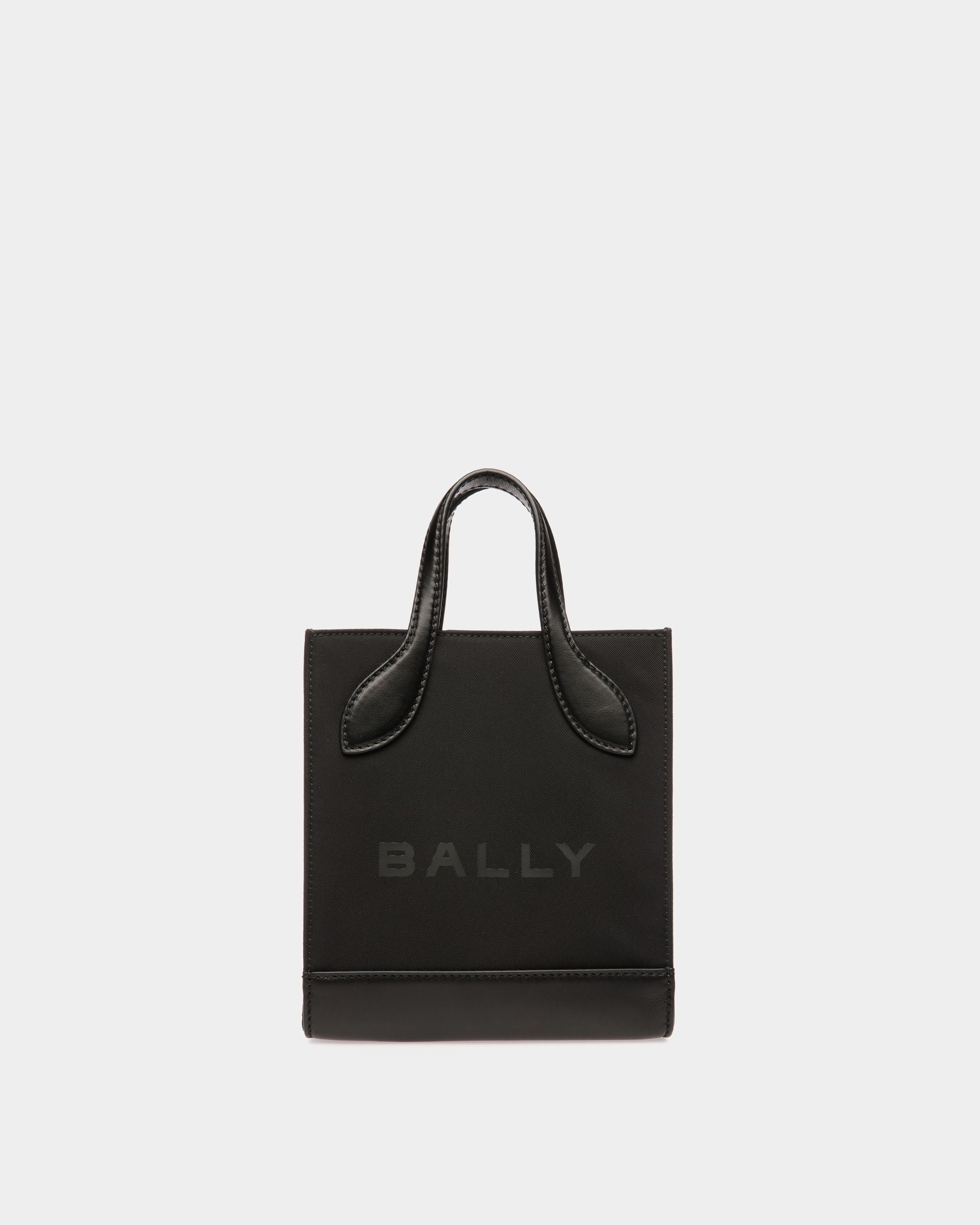 Bar Mini Tote Bag In Black Nylon And Leather - Women's - Bally - 01