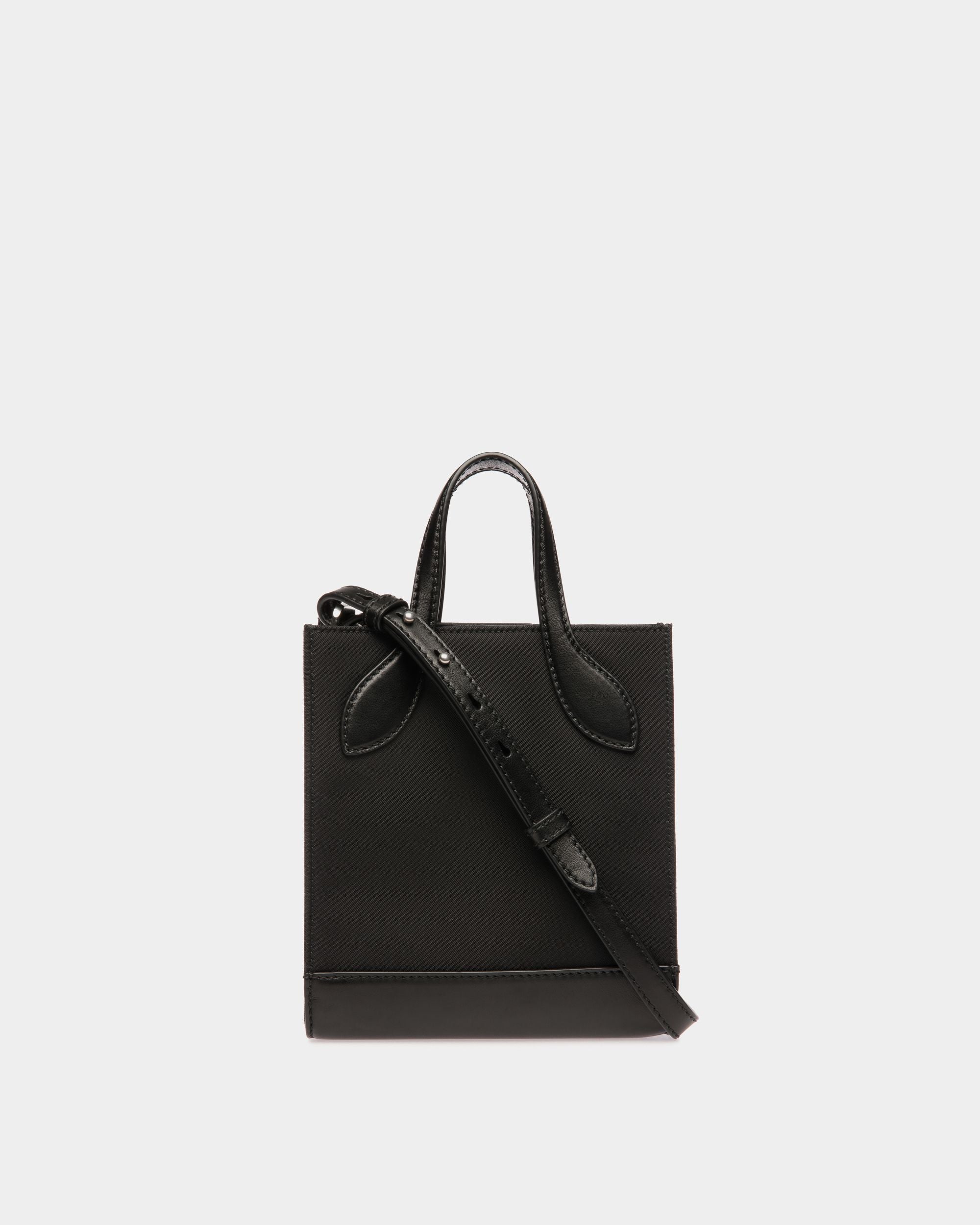 Bar Mini Tote Bag In Black Nylon And Leather - Women's - Bally - 02