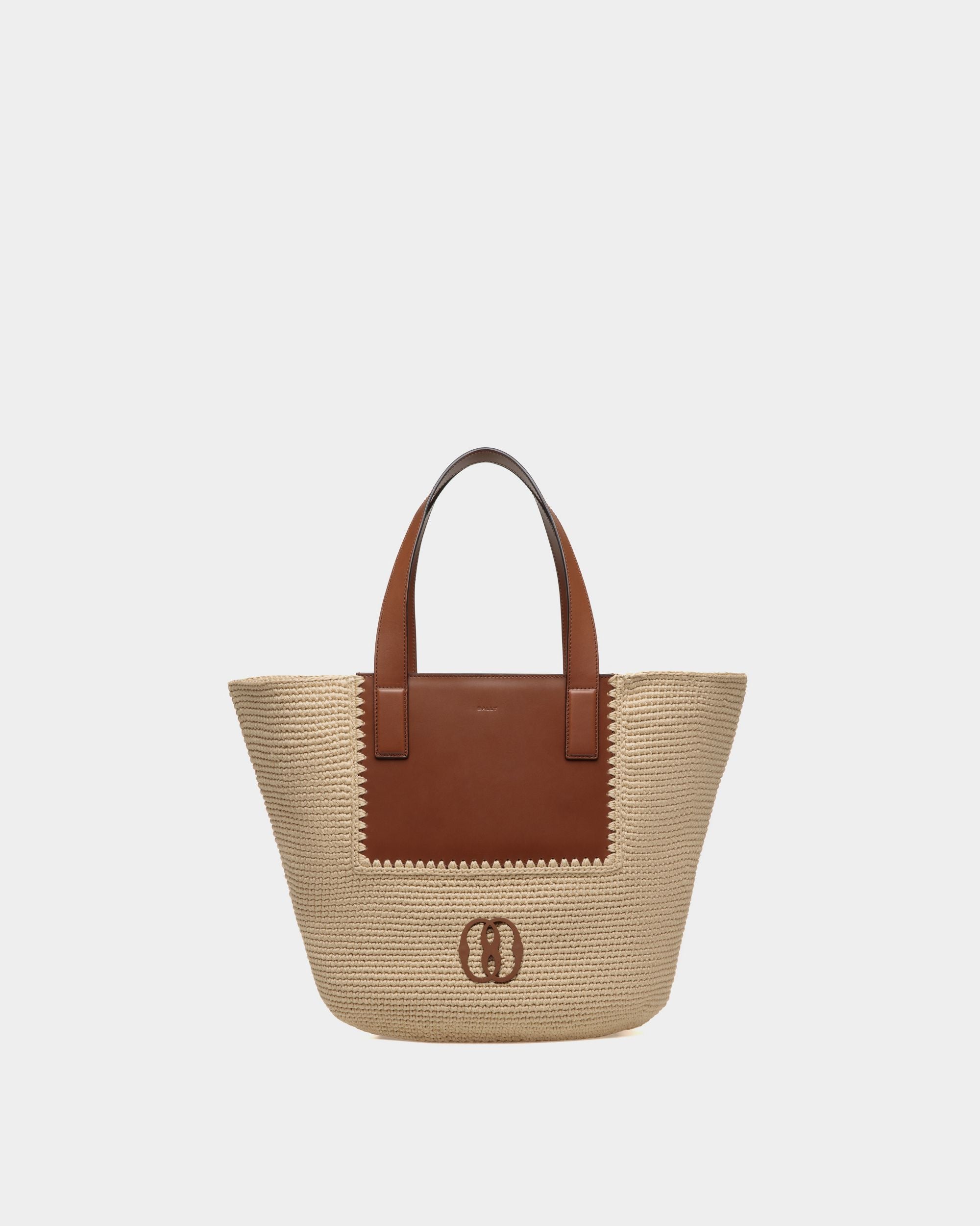 Lace Tote Bag in Cotton and Leather - Women's - Bally - 01