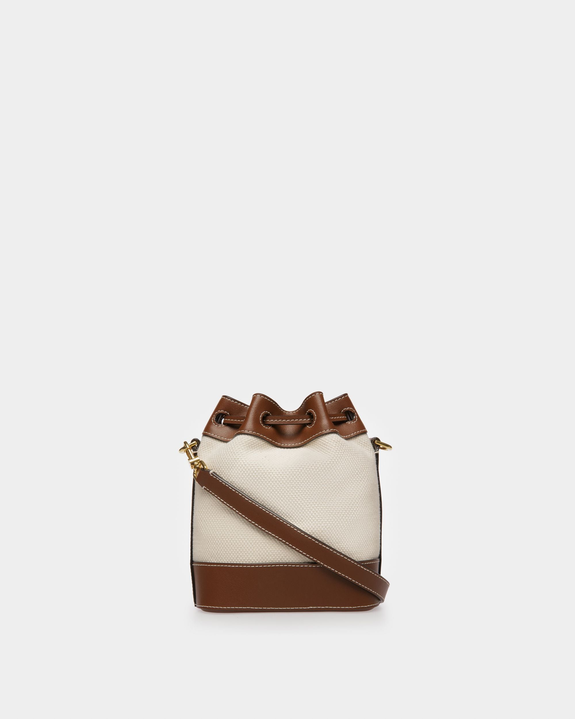 Cleoh Fabric Bucket Bag In Natural And Brown - Women's - Bally - 03