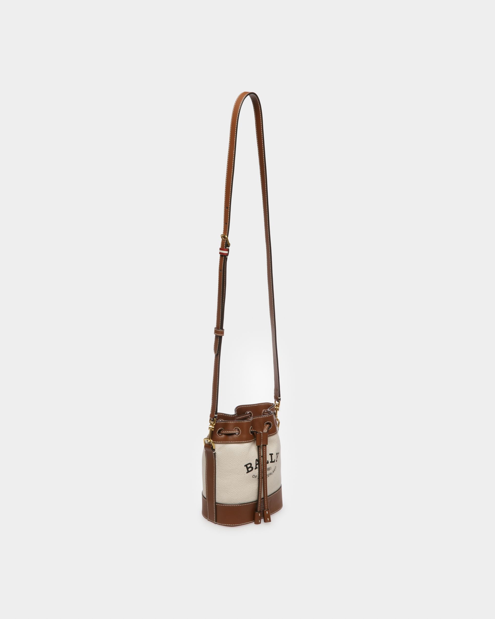 Cleoh Fabric Bucket Bag In Natural And Brown - Women's - Bally - 07