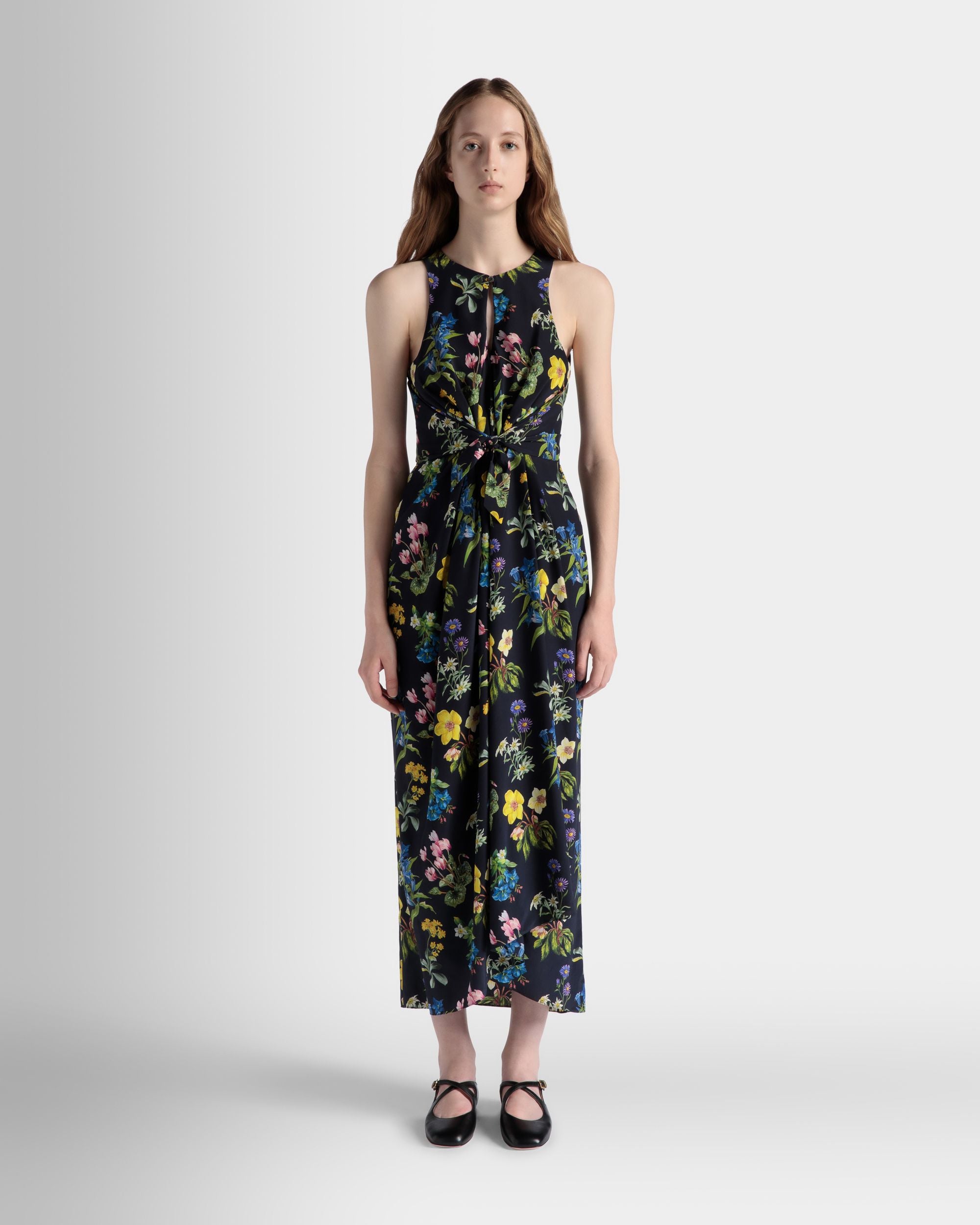 Vestido Midi Sin Mangas De Seda Con Estampado Mountain Flower - Mujer - Bally - 02