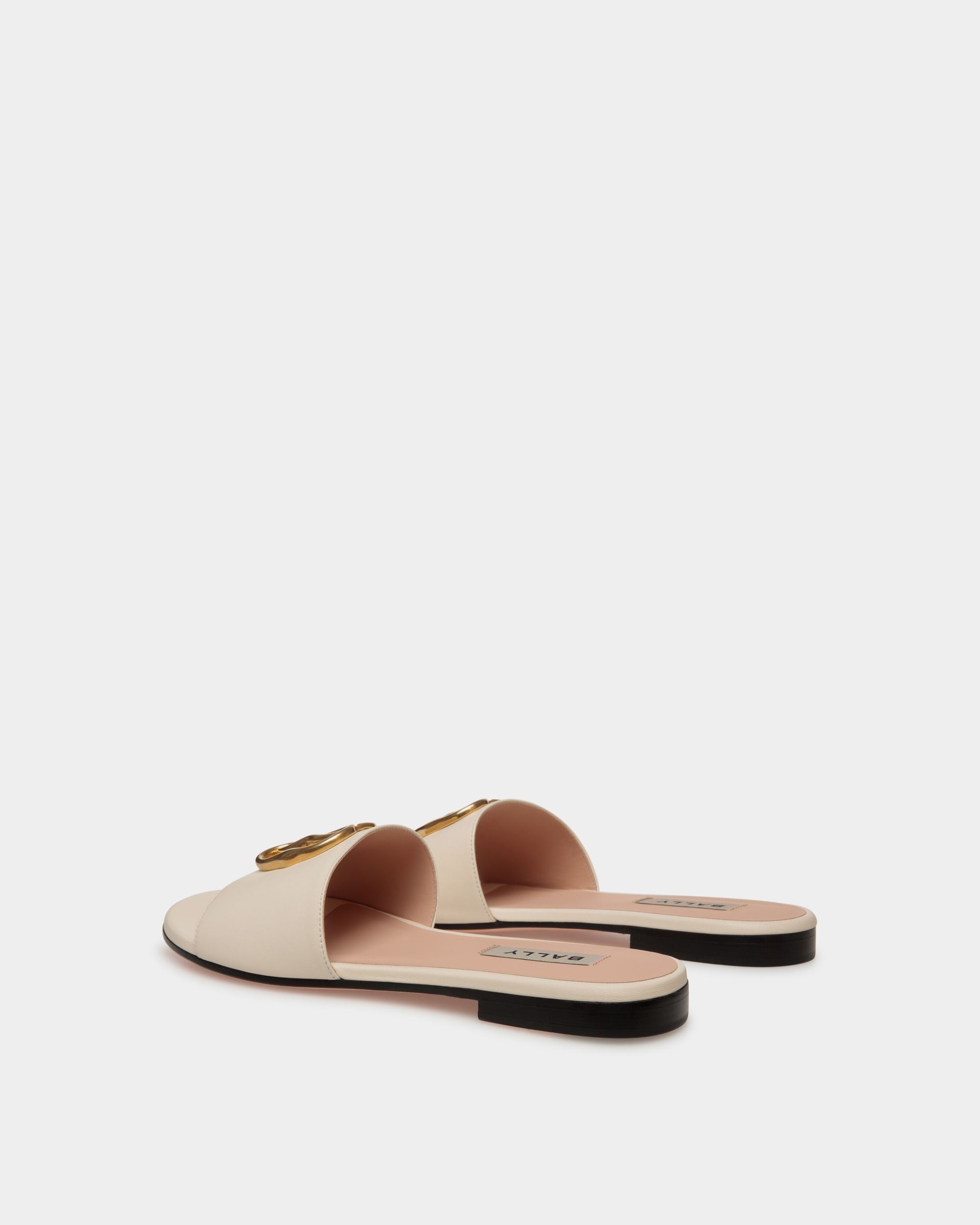 Emblem Flat Slide in Nappa Leather - Women's - Bally - 03