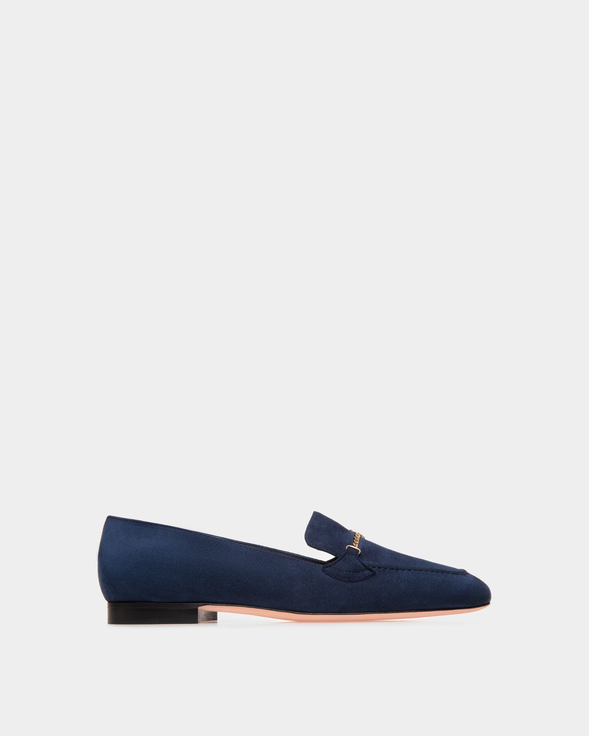 Daily Emblem Loafer in Blue Suede - Women's - Bally - 01